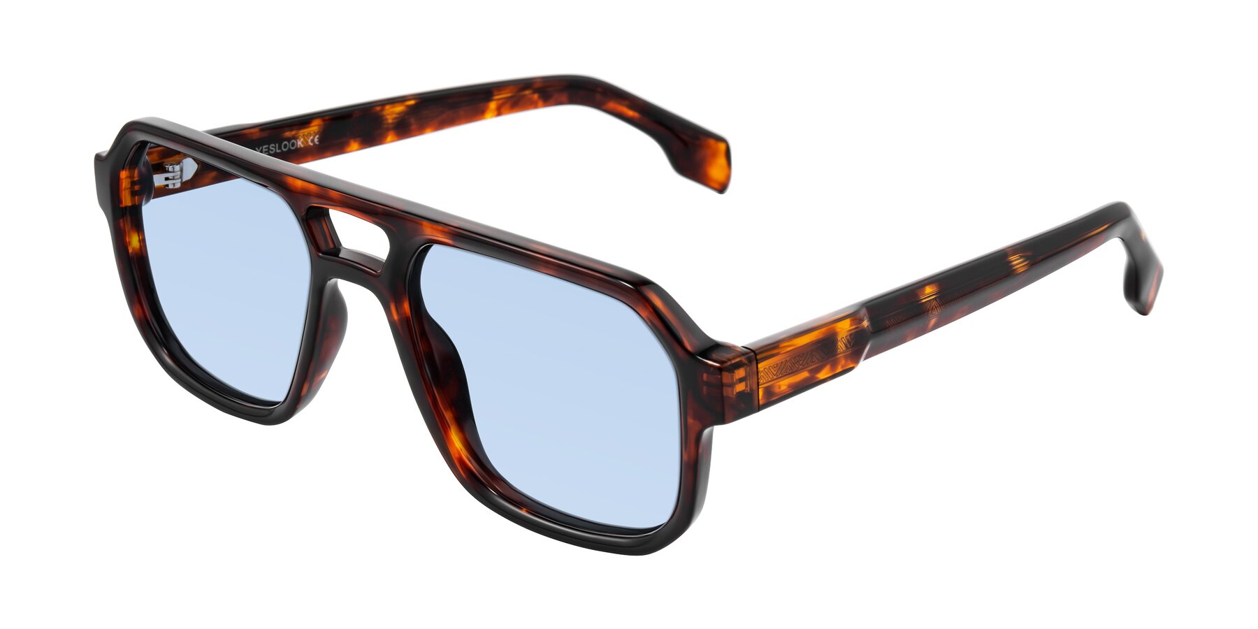 Angle of Beizaai in Tortoise with Light Blue Tinted Lenses