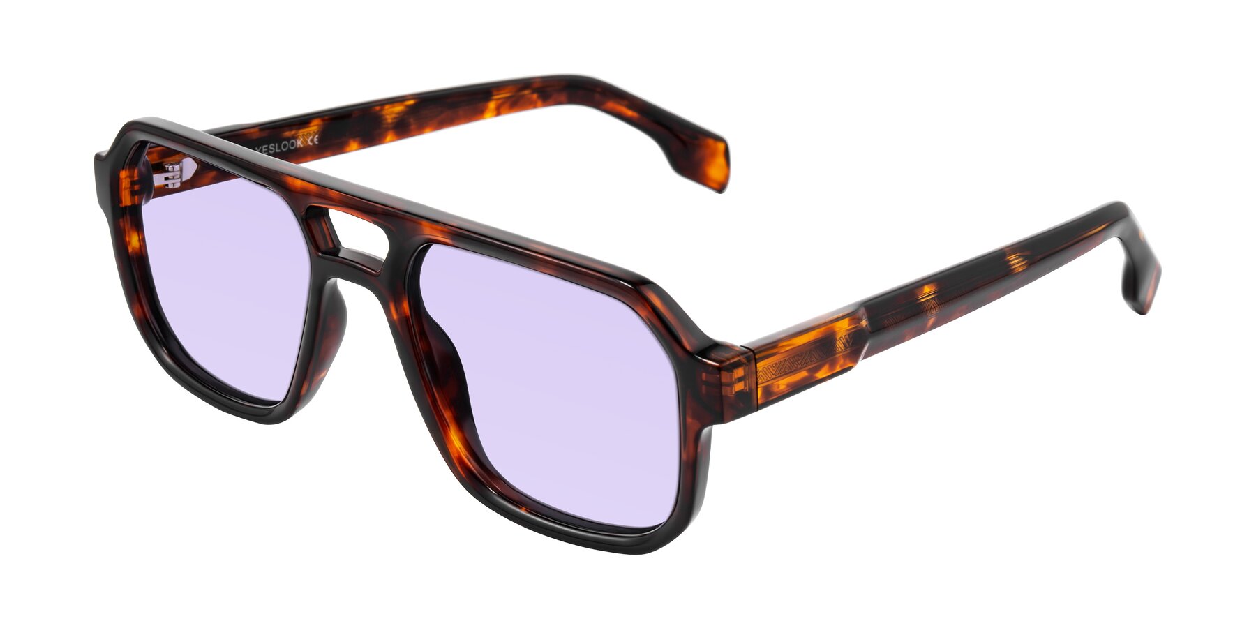 Angle of Beizaai in Tortoise with Light Purple Tinted Lenses