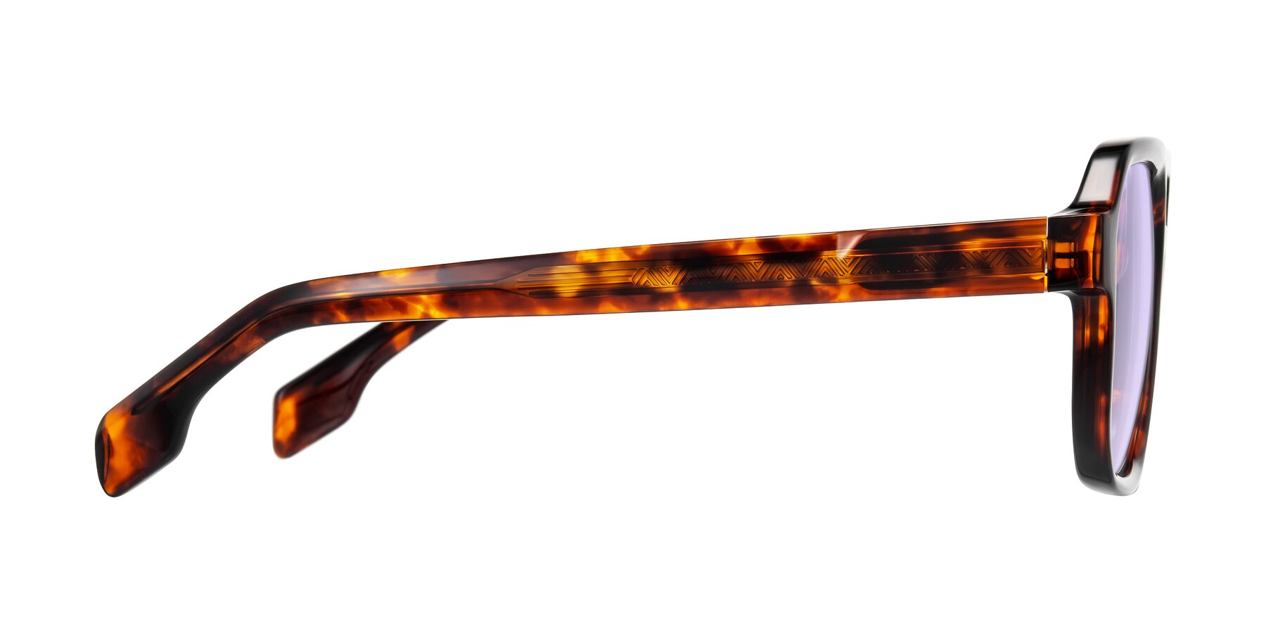 Side of Beizaai in Tortoise with Light Purple Tinted Lenses
