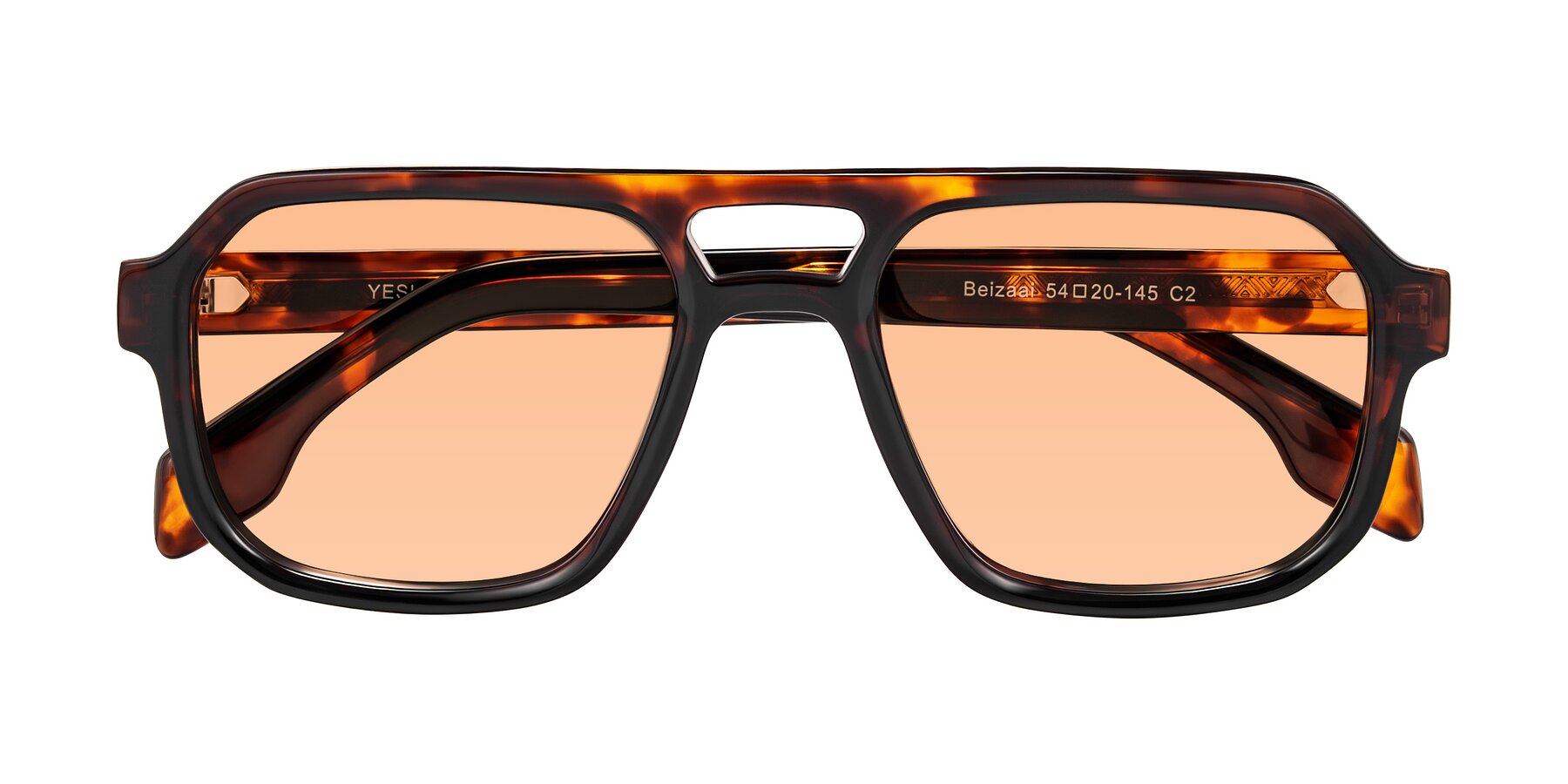 Folded Front of Beizaai in Tortoise with Light Orange Tinted Lenses