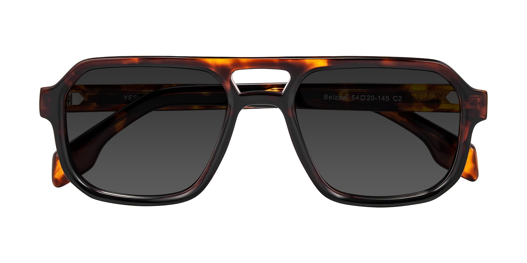 Folded Front of Beizaai in Tortoise with Gray Tinted Lenses