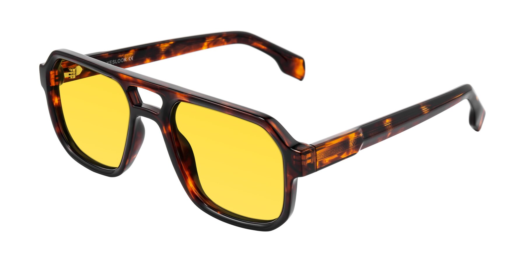 Angle of Beizaai in Tortoise with Yellow Tinted Lenses