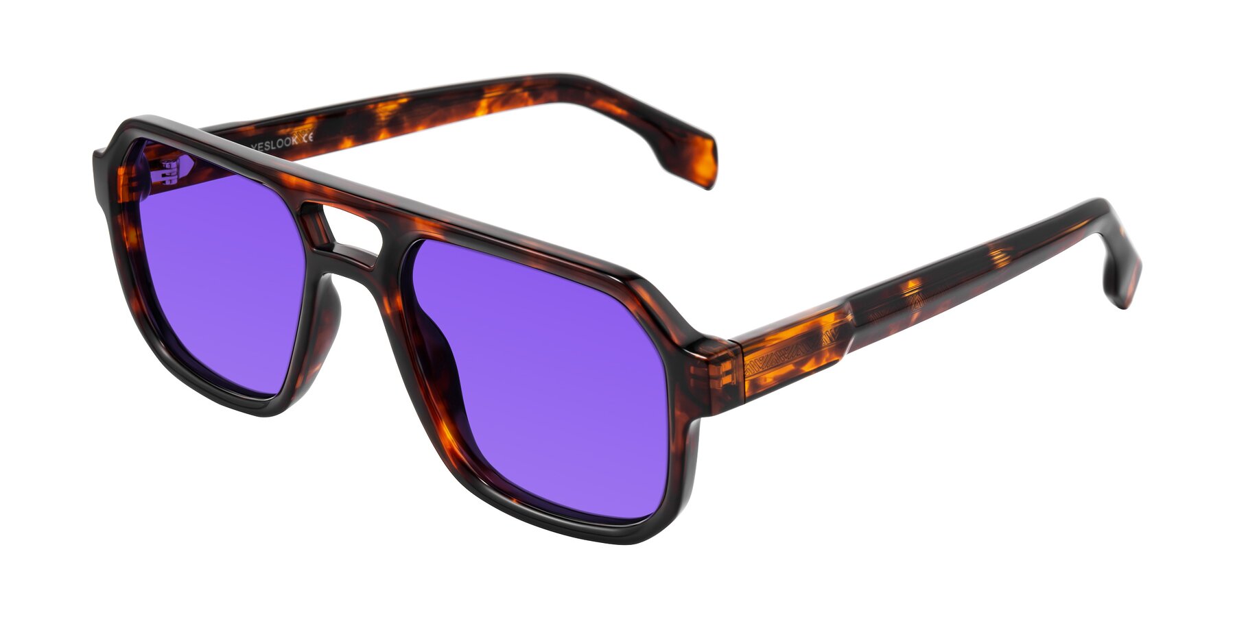 Angle of Beizaai in Tortoise with Purple Tinted Lenses