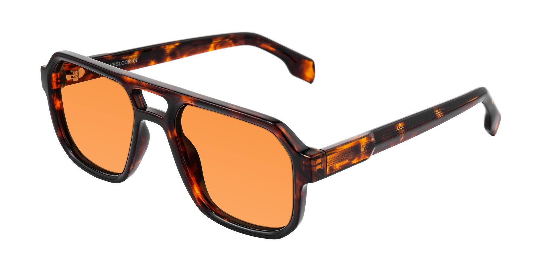 Angle of Beizaai in Tortoise with Orange Tinted Lenses