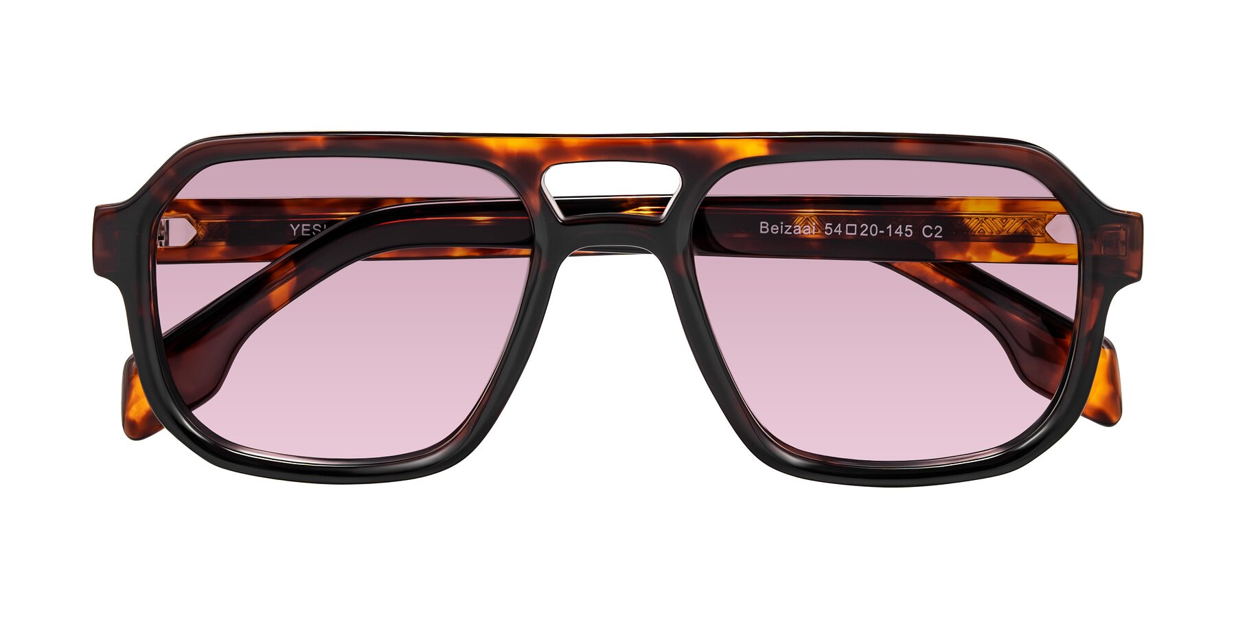 Folded Front of Beizaai in Tortoise with Light Wine Tinted Lenses