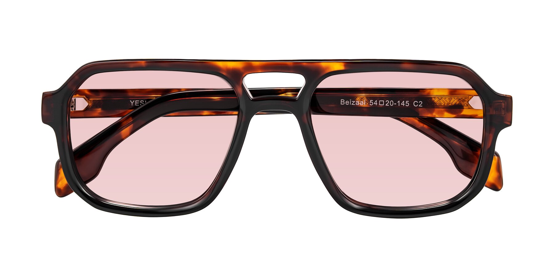 Folded Front of Beizaai in Tortoise with Light Garnet Tinted Lenses