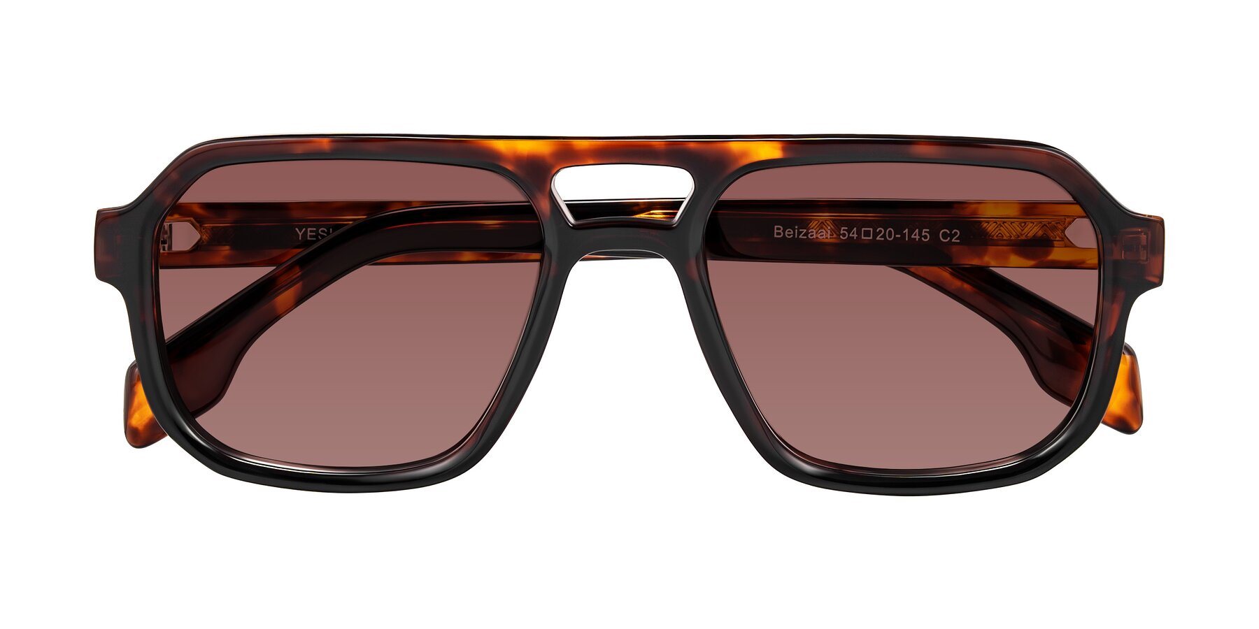 Folded Front of Beizaai in Tortoise with Garnet Tinted Lenses