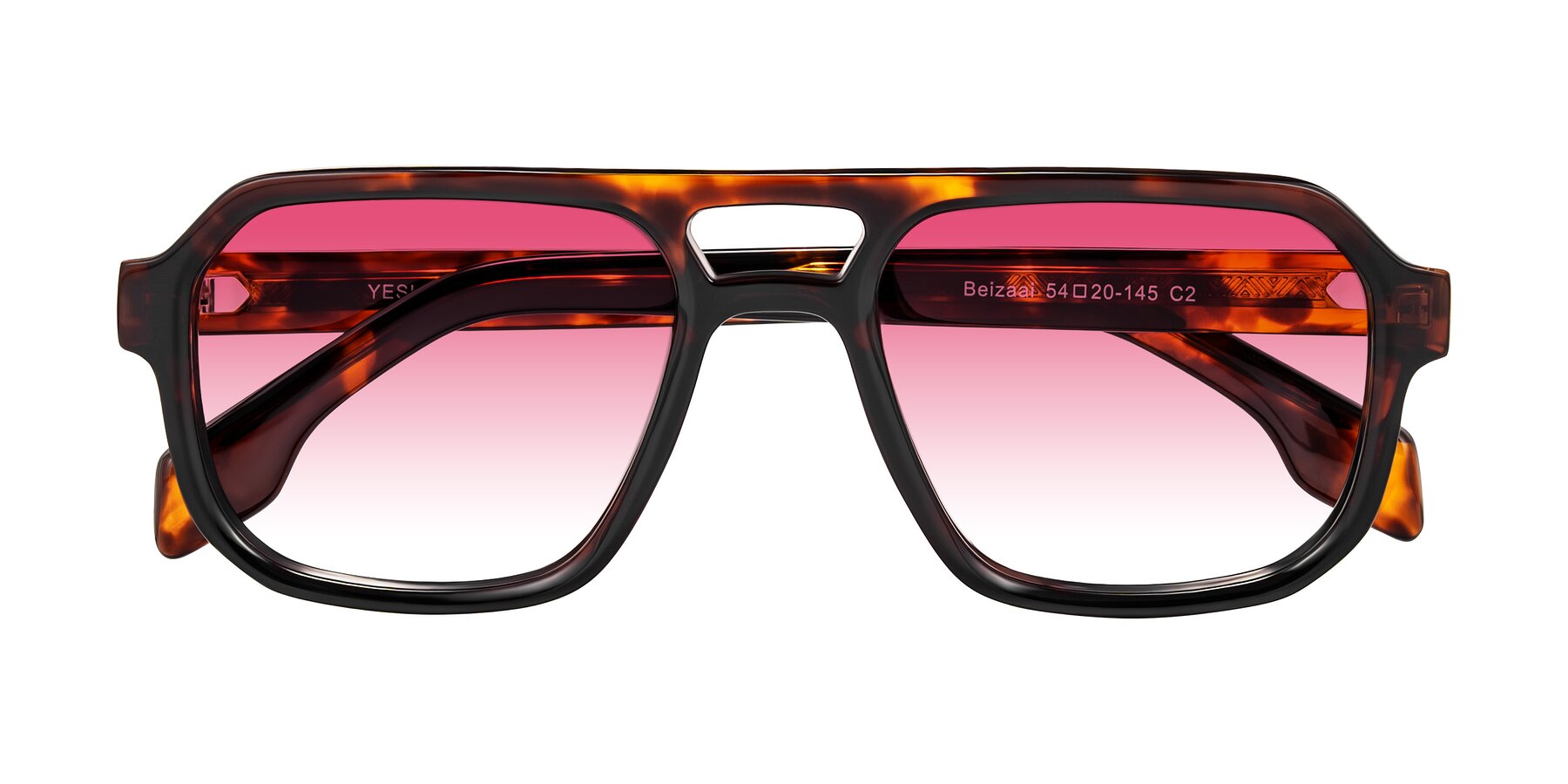 Folded Front of Beizaai in Tortoise with Pink Gradient Lenses