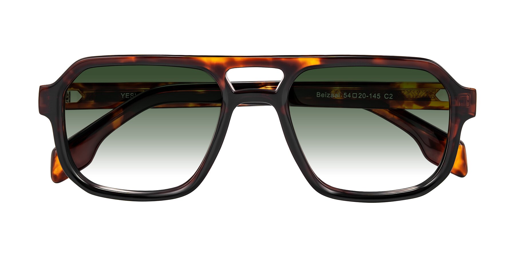 Folded Front of Beizaai in Tortoise with Green Gradient Lenses
