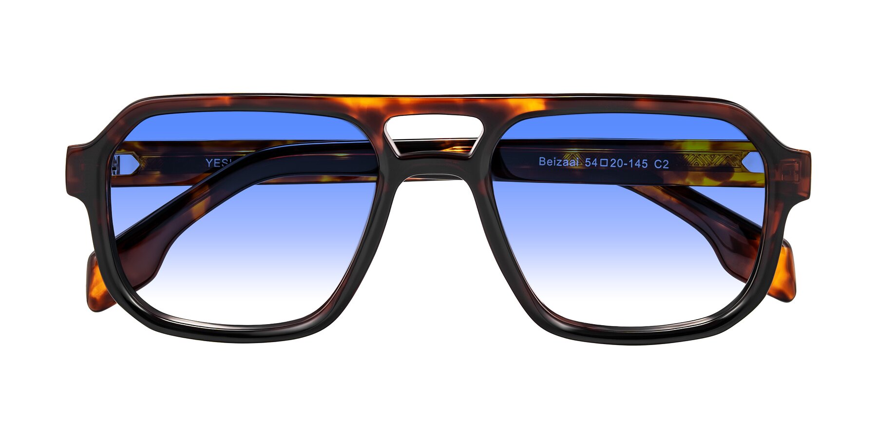 Folded Front of Beizaai in Tortoise with Blue Gradient Lenses