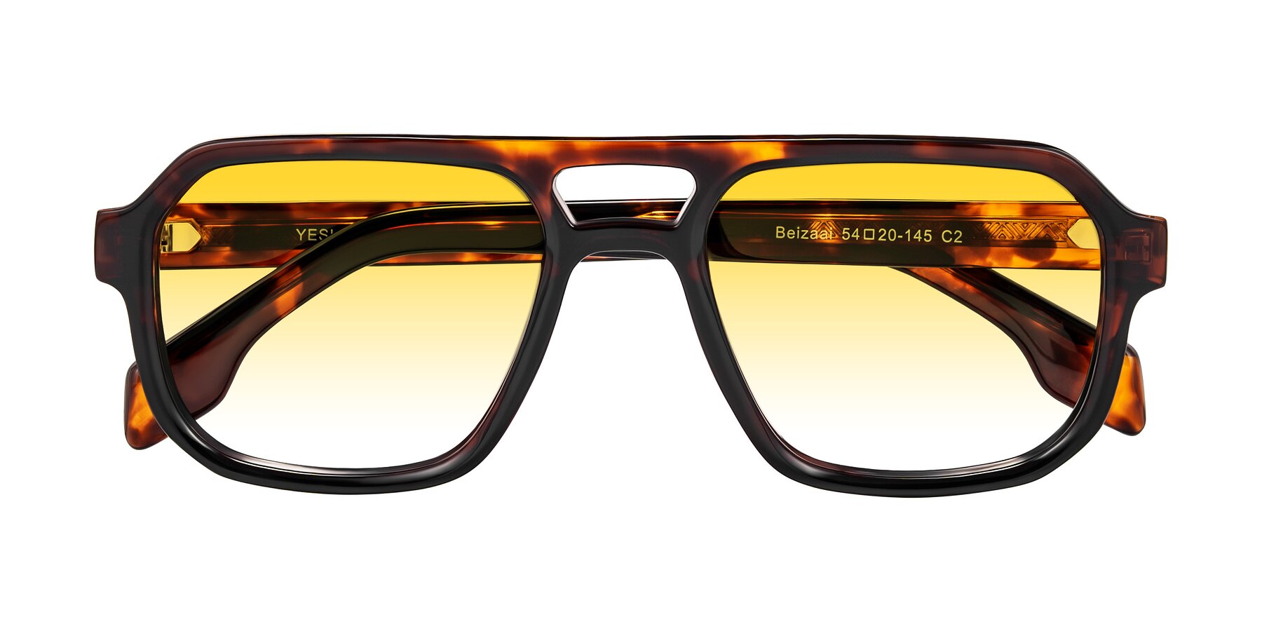 Folded Front of Beizaai in Tortoise with Yellow Gradient Lenses