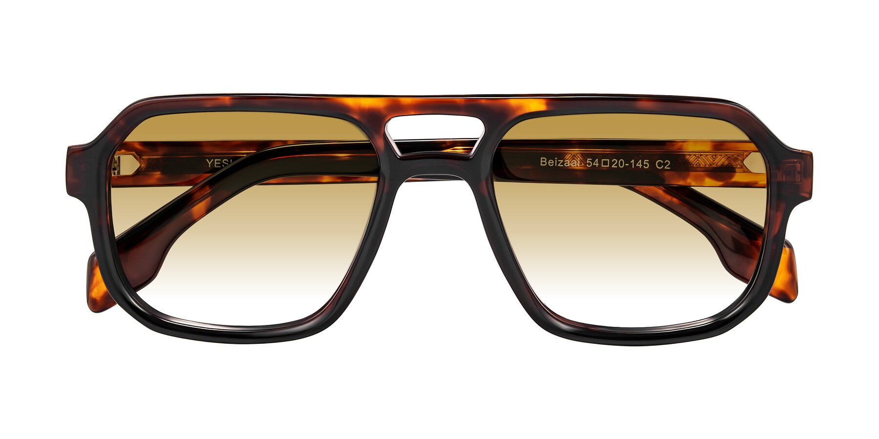 Folded Front of Beizaai in Tortoise with Champagne Gradient Lenses