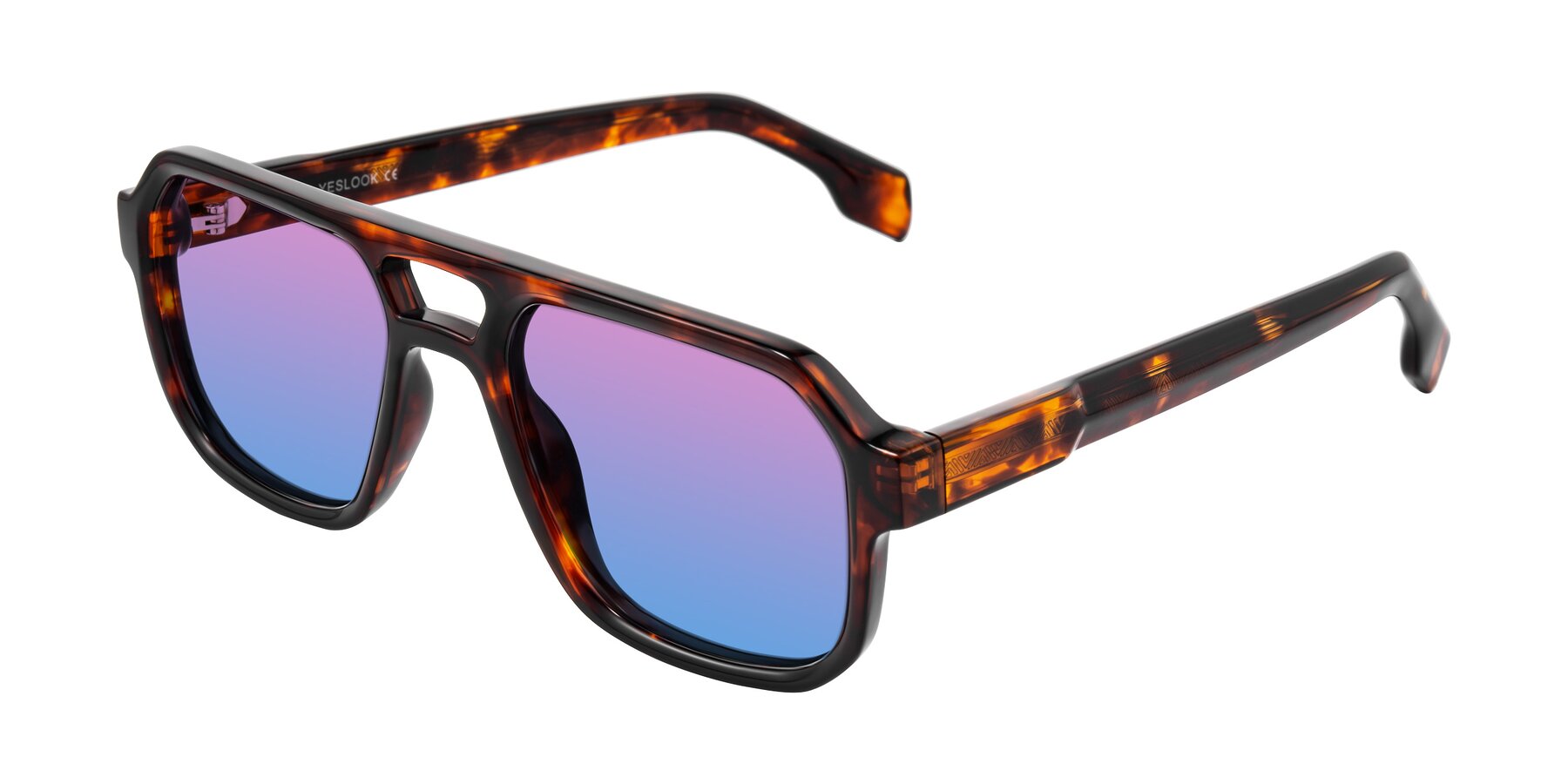 Angle of Beizaai in Tortoise with Pink / Blue Gradient Lenses