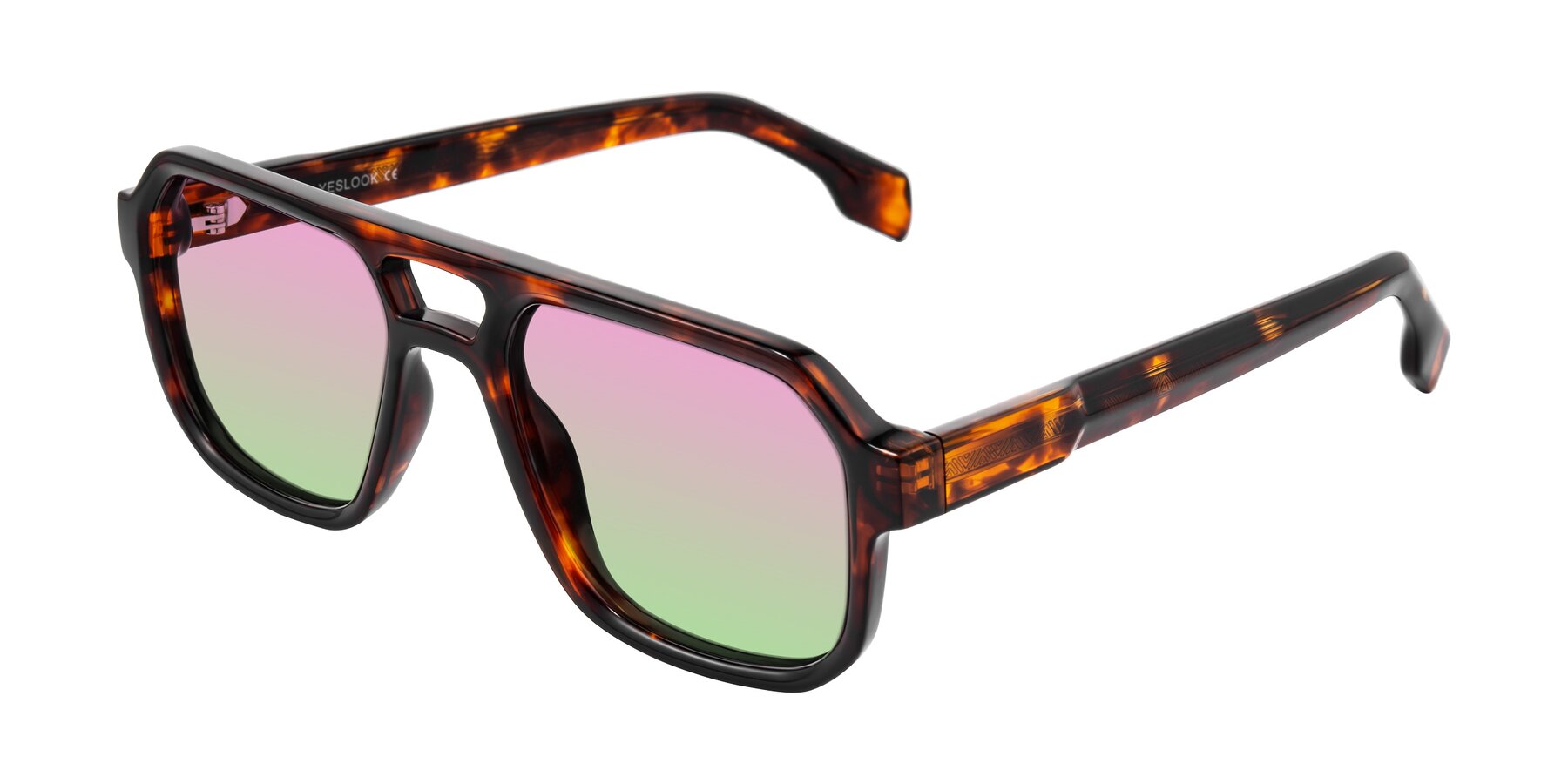 Angle of Beizaai in Tortoise with Pink / Green Gradient Lenses