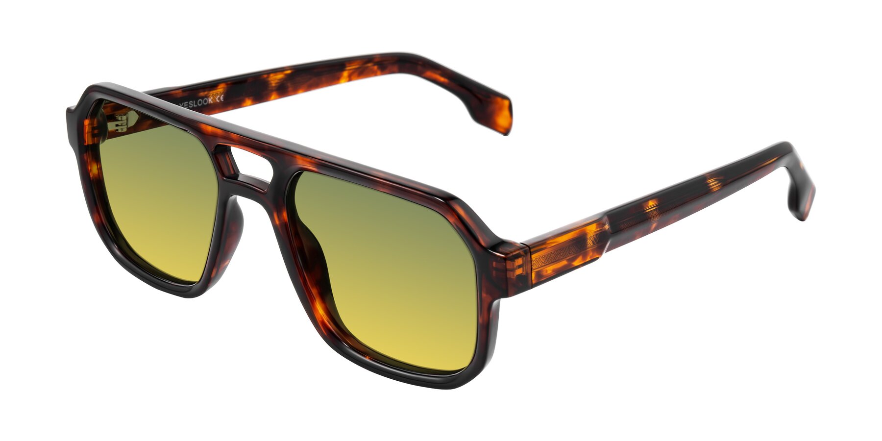 Angle of Beizaai in Tortoise with Green / Yellow Gradient Lenses