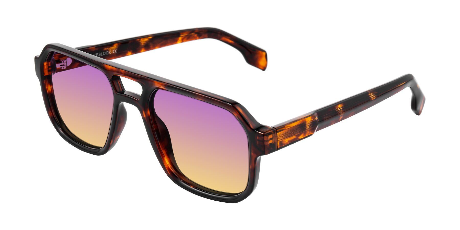 Angle of Beizaai in Tortoise with Purple / Yellow Gradient Lenses