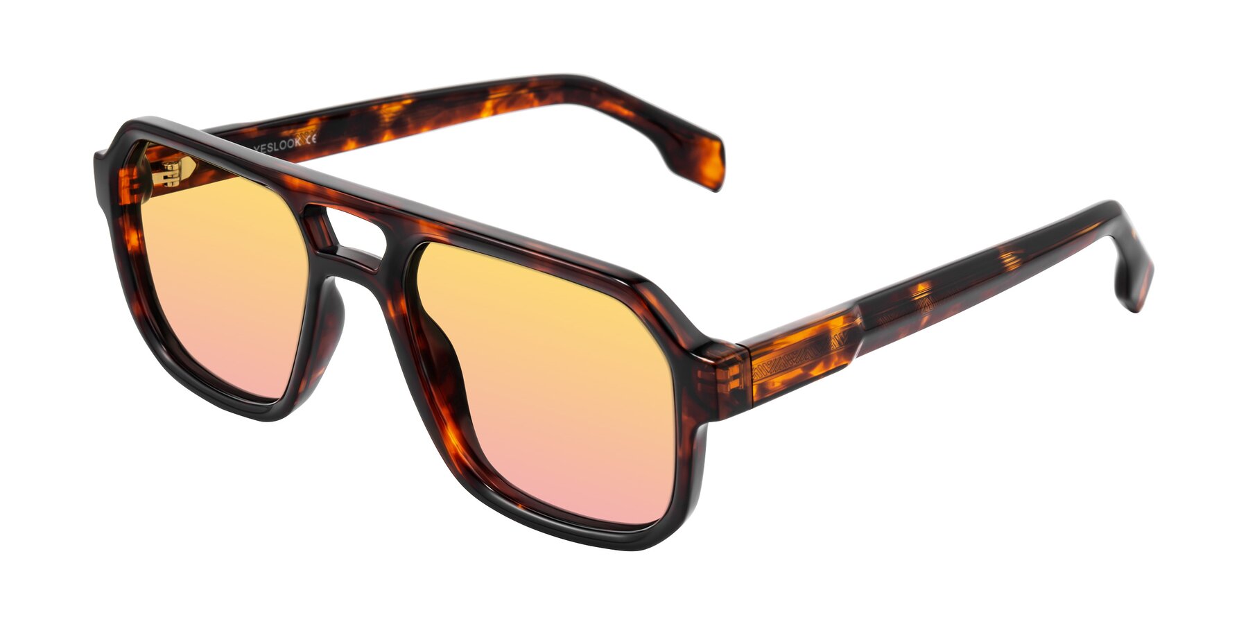 Angle of Beizaai in Tortoise with Yellow / Pink Gradient Lenses