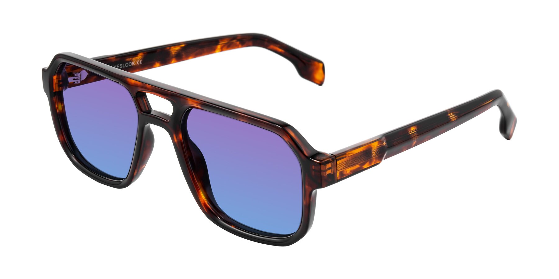 Angle of Beizaai in Tortoise with Purple / Blue Gradient Lenses