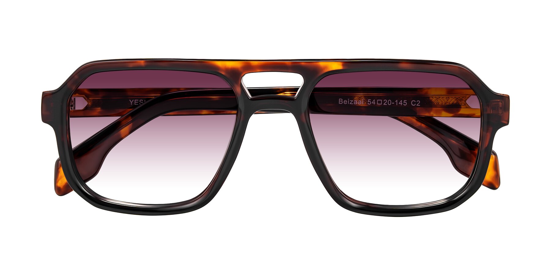 Folded Front of Beizaai in Tortoise with Wine Gradient Lenses