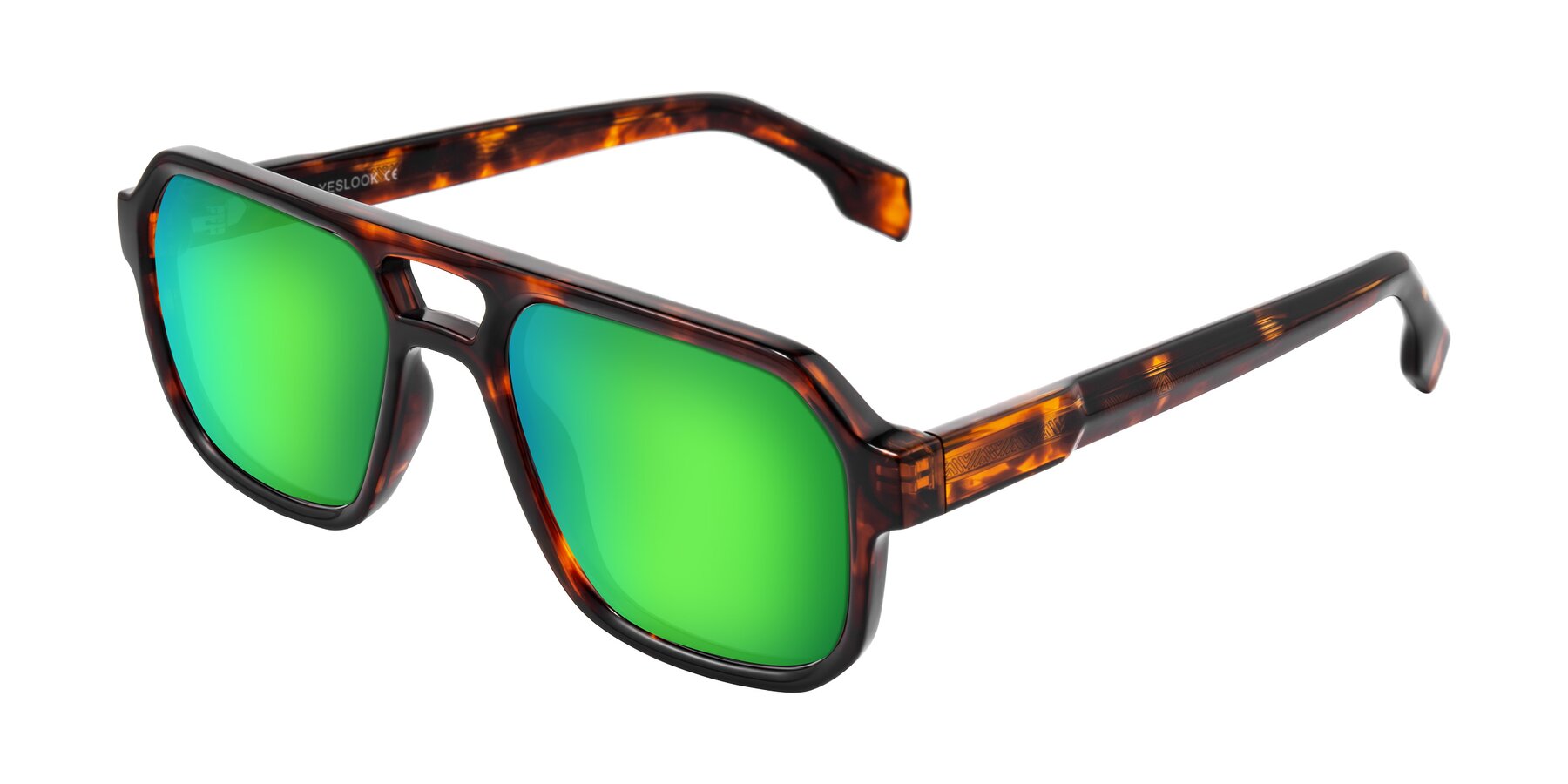 Angle of Beizaai in Tortoise with Green Mirrored Lenses