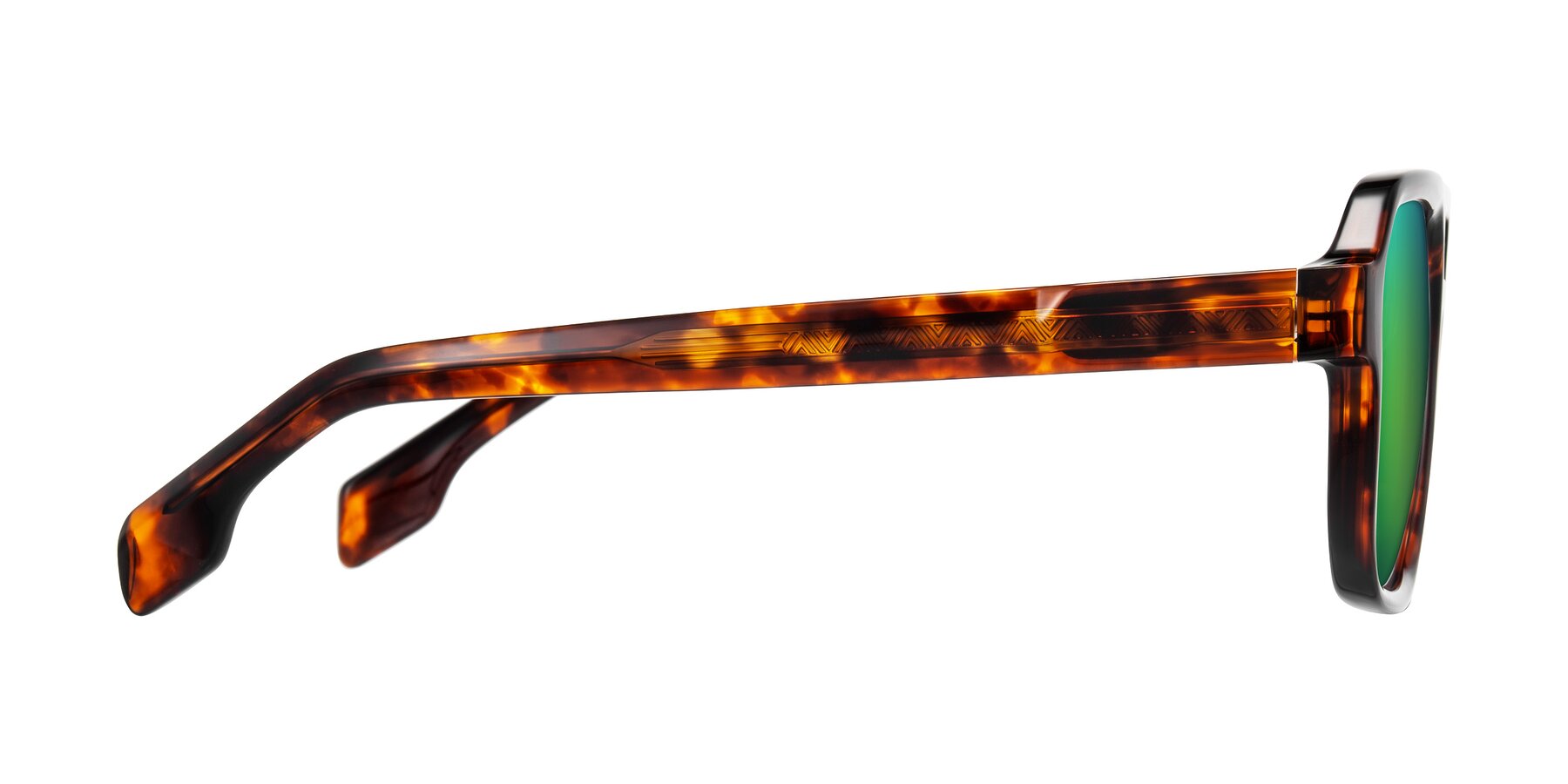 Side of Beizaai in Tortoise with Green Mirrored Lenses