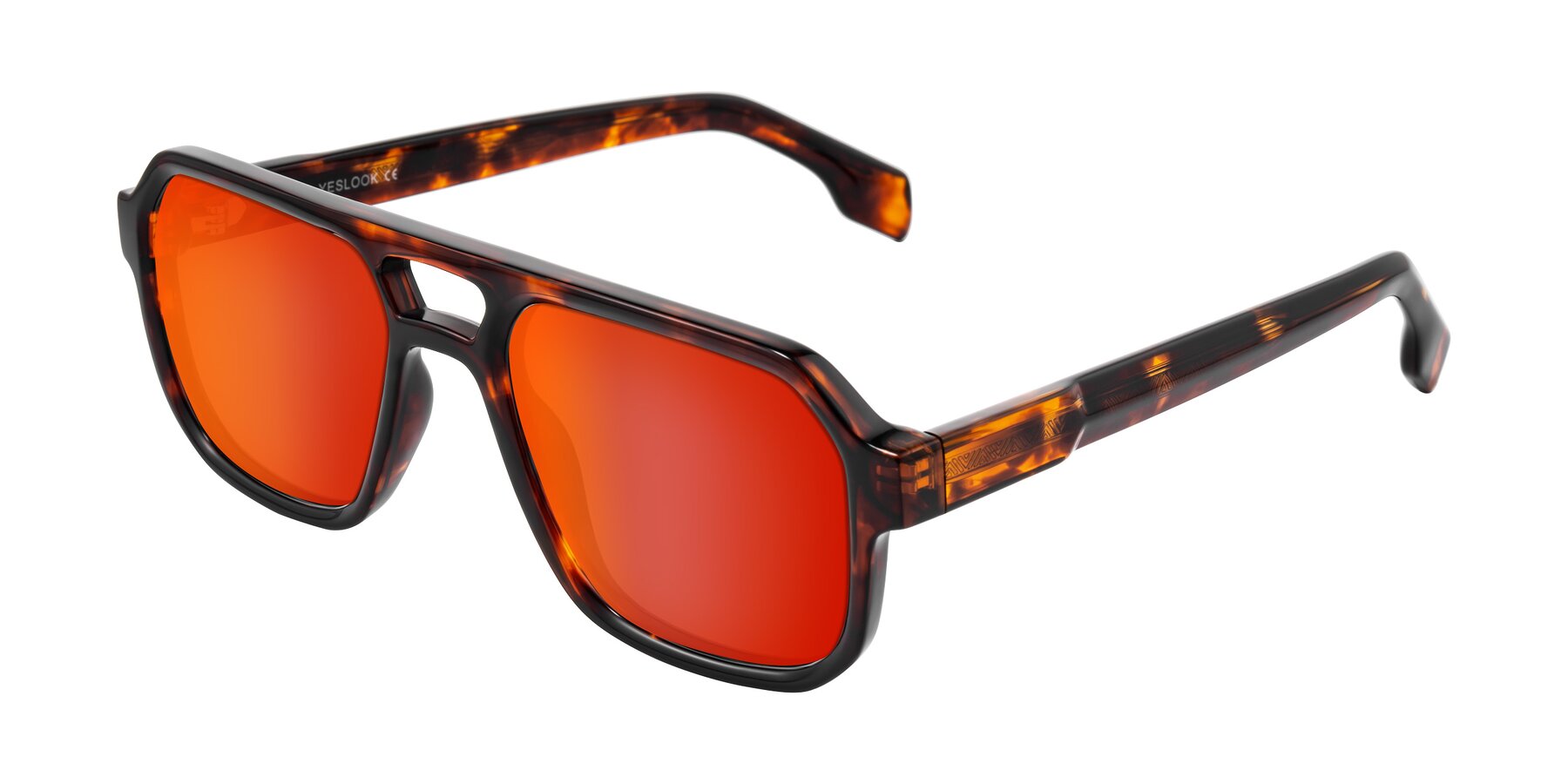 Angle of Beizaai in Tortoise with Red Gold Mirrored Lenses