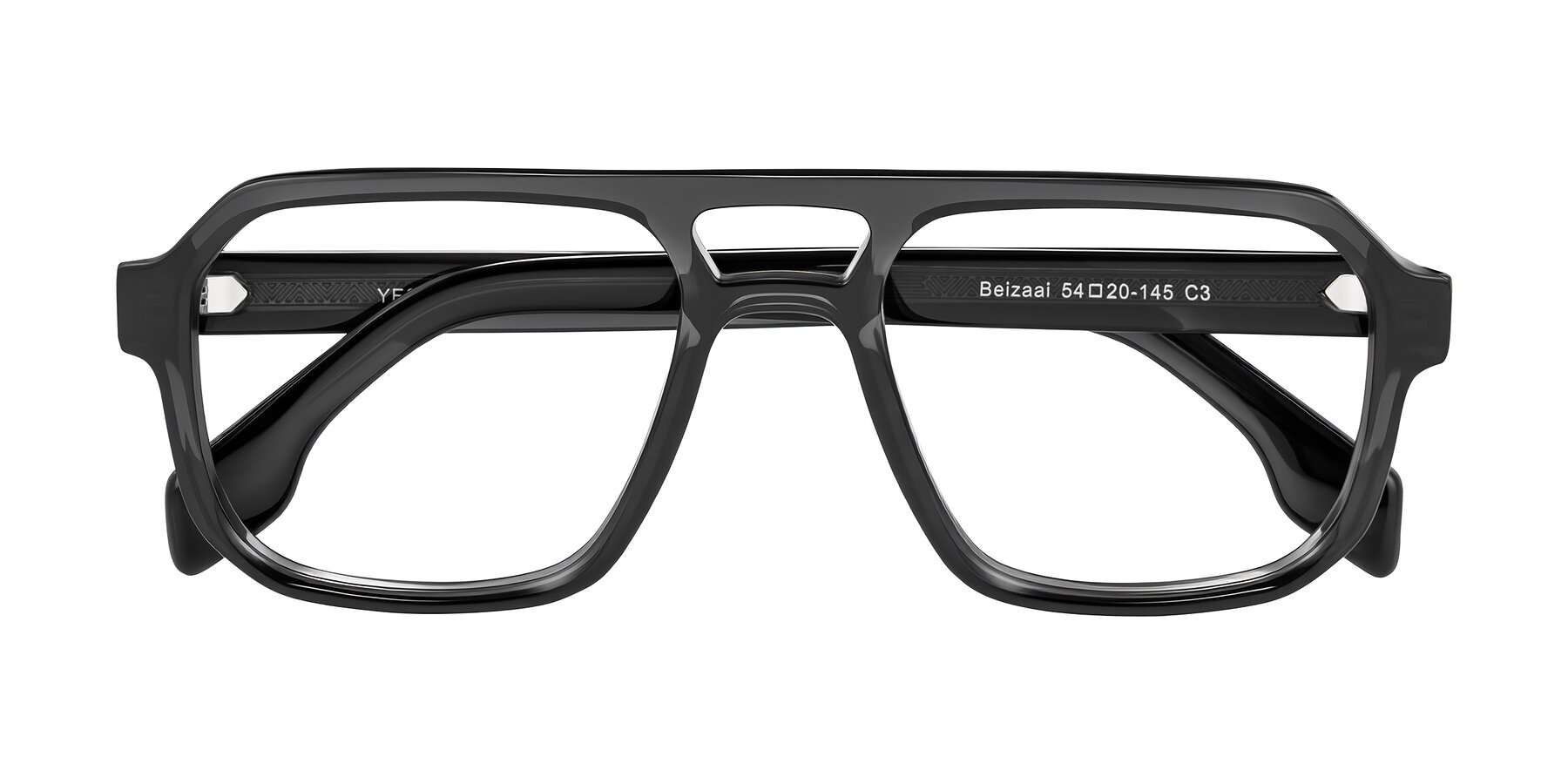 Folded Front of Beizaai in Dark Gray with Clear Eyeglass Lenses