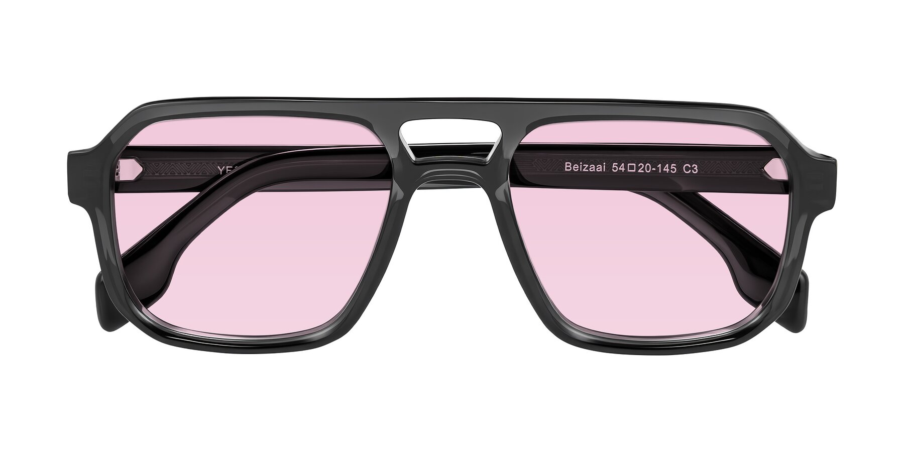 Folded Front of Beizaai in Dark Gray with Light Pink Tinted Lenses