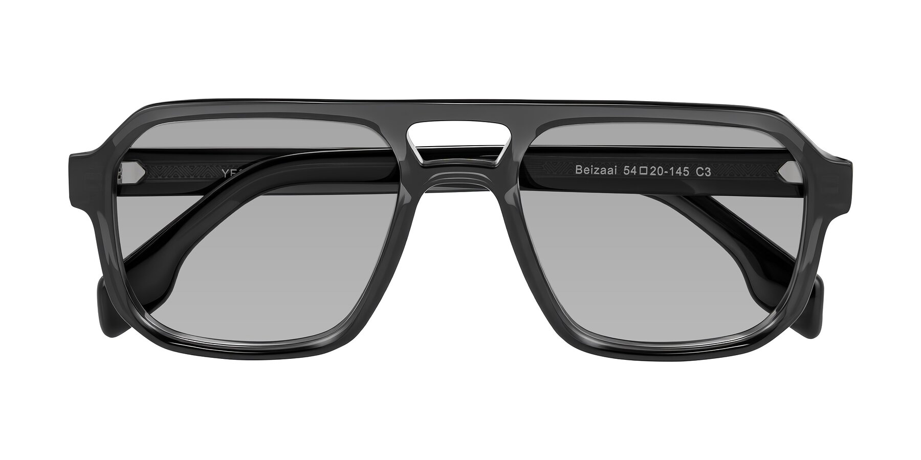 Folded Front of Beizaai in Dark Gray with Light Gray Tinted Lenses
