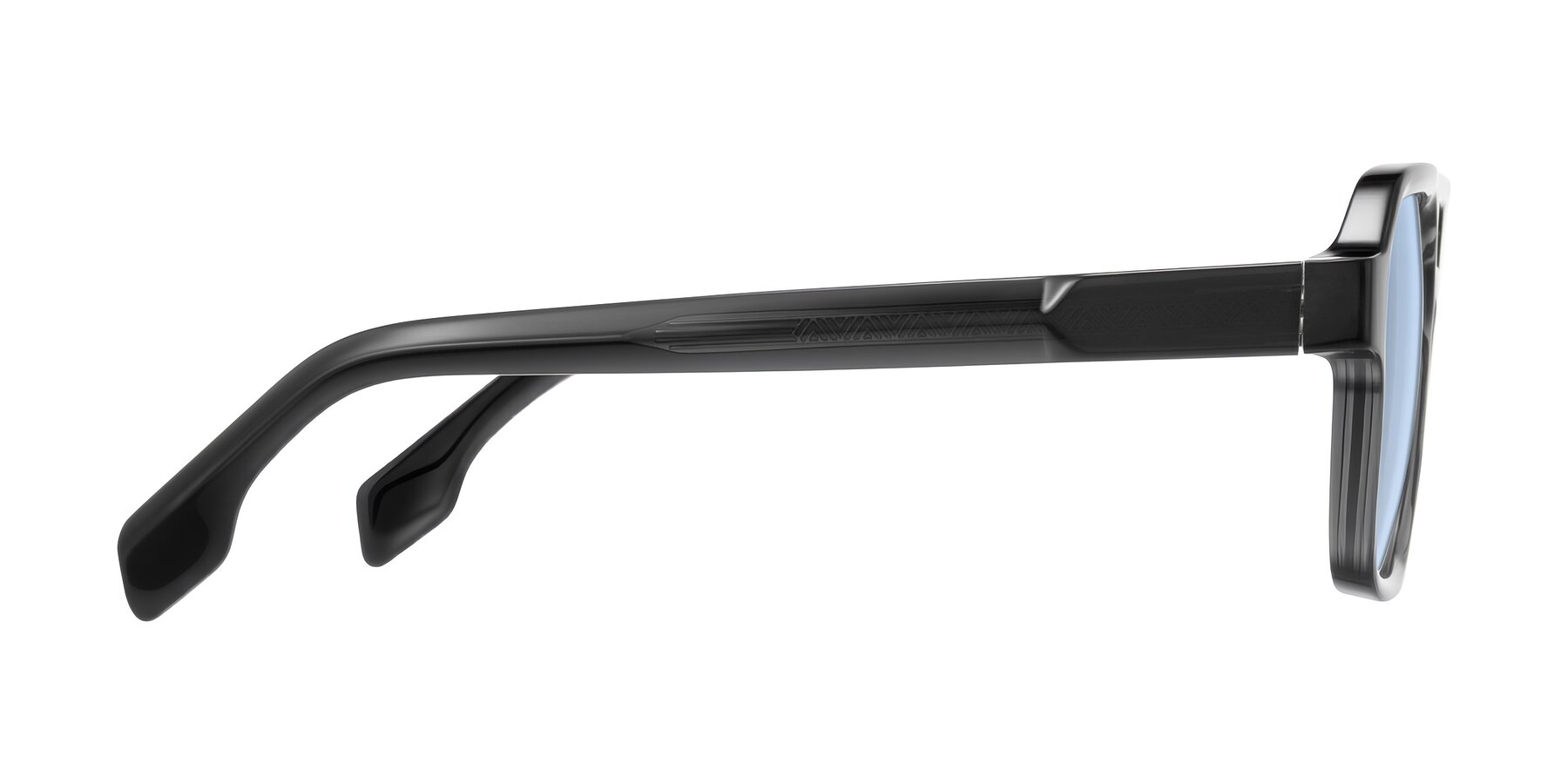 Side of Beizaai in Dark Gray with Light Blue Tinted Lenses
