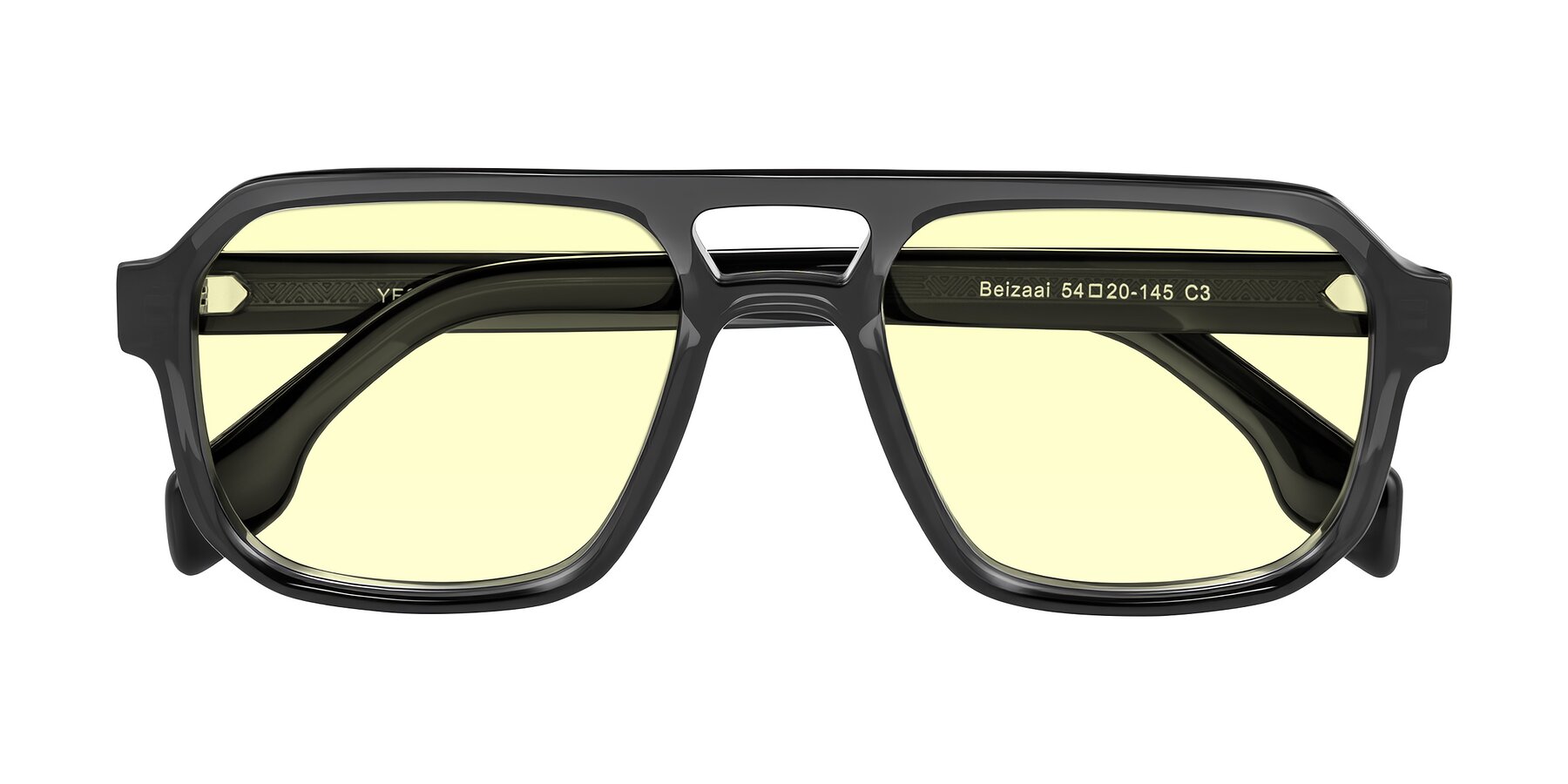 Folded Front of Beizaai in Dark Gray with Light Yellow Tinted Lenses