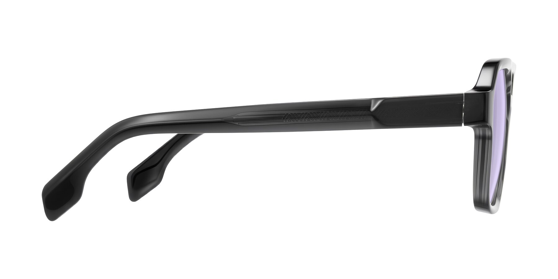 Side of Beizaai in Dark Gray with Light Purple Tinted Lenses