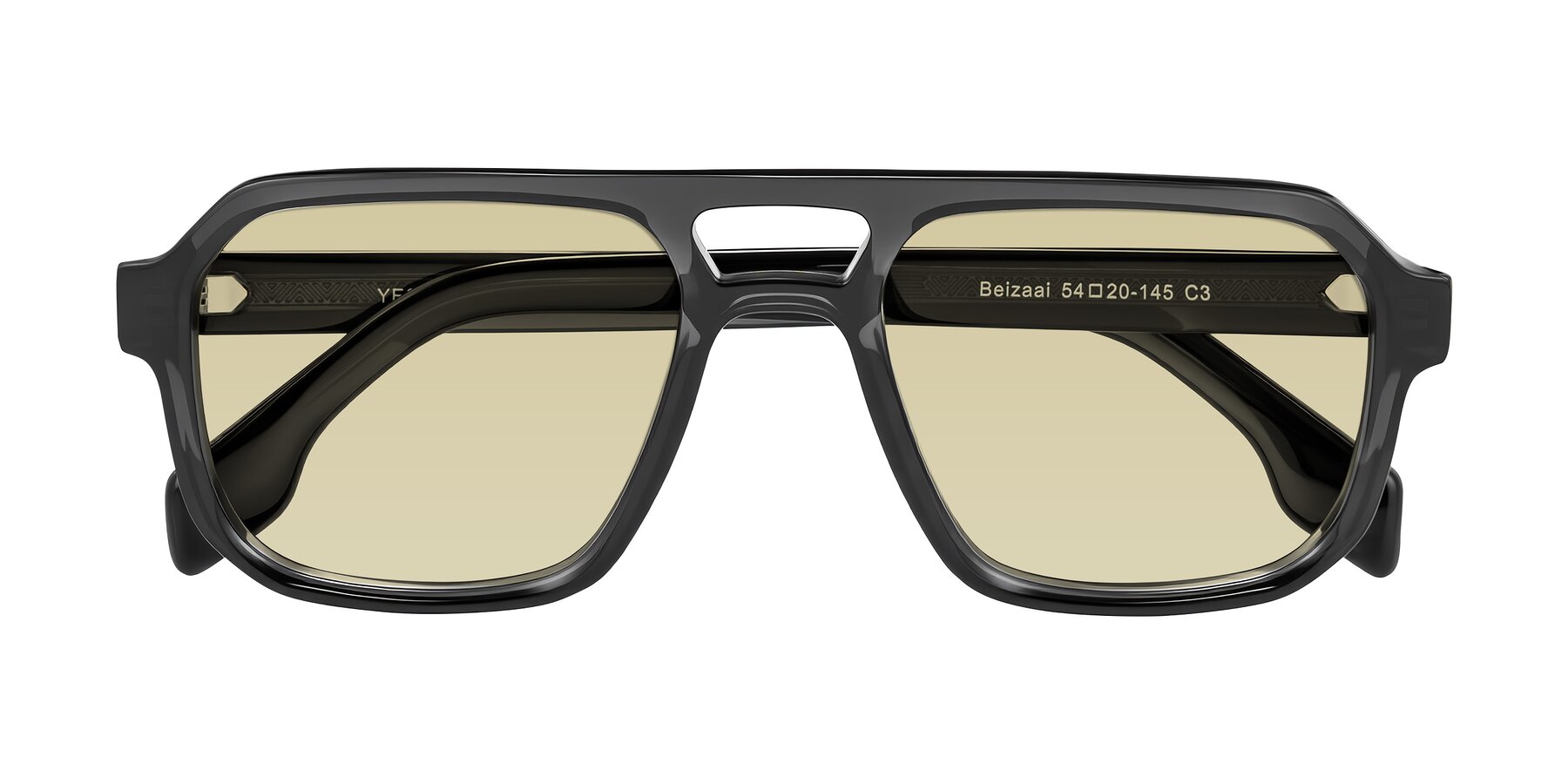 Folded Front of Beizaai in Dark Gray with Light Champagne Tinted Lenses