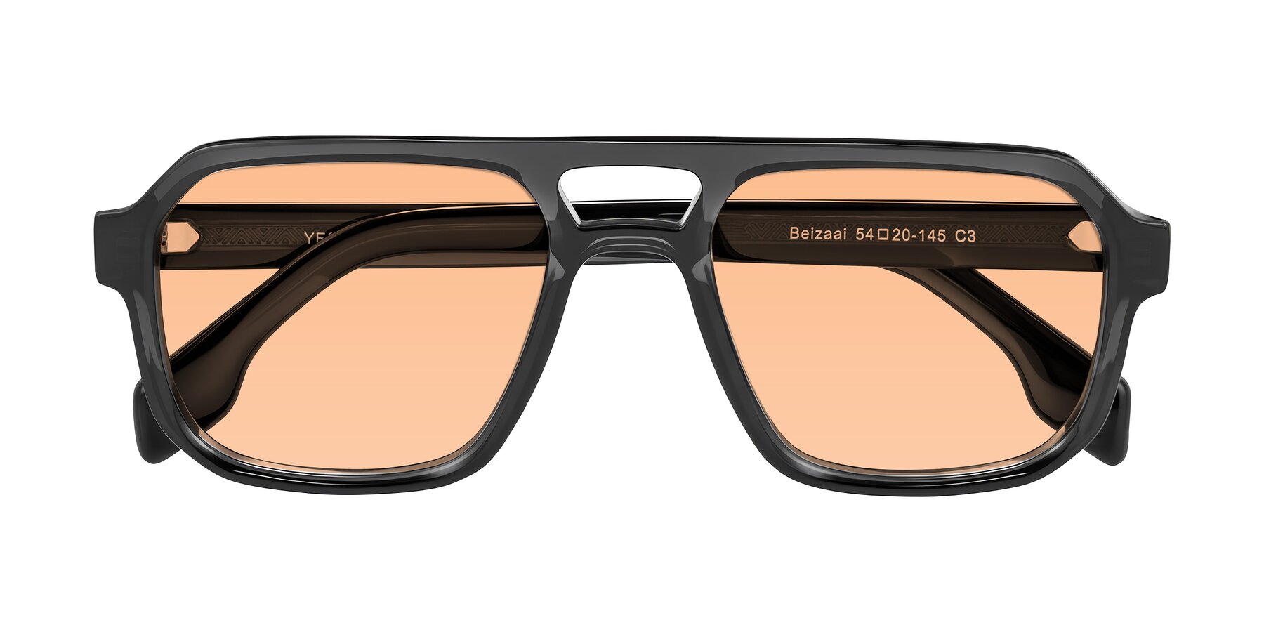 Folded Front of Beizaai in Dark Gray with Light Orange Tinted Lenses