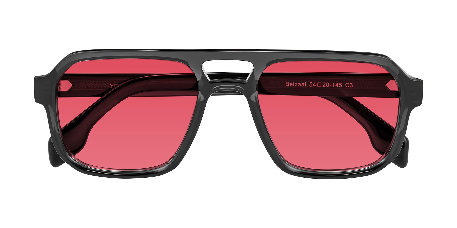 Folded Front of Beizaai in Dark Gray with Red Tinted Lenses