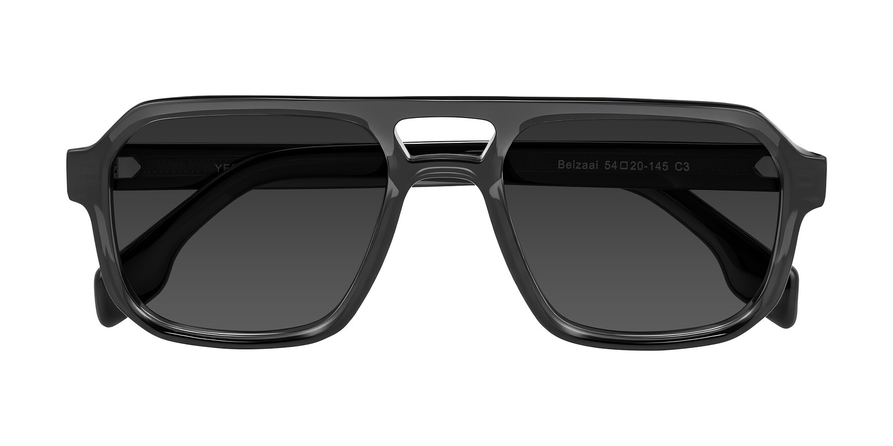 Folded Front of Beizaai in Dark Gray with Gray Tinted Lenses
