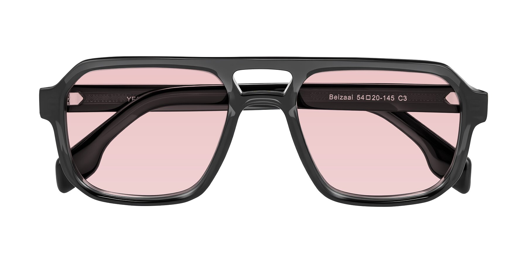 Folded Front of Beizaai in Dark Gray with Light Garnet Tinted Lenses