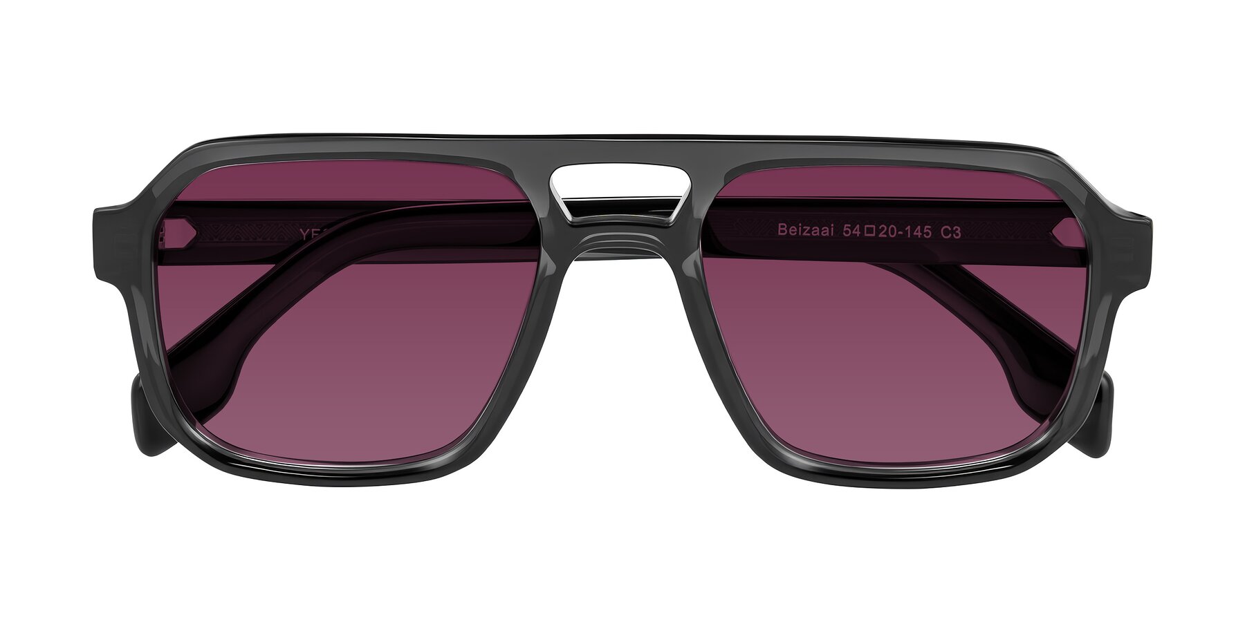 Folded Front of Beizaai in Dark Gray with Wine Tinted Lenses
