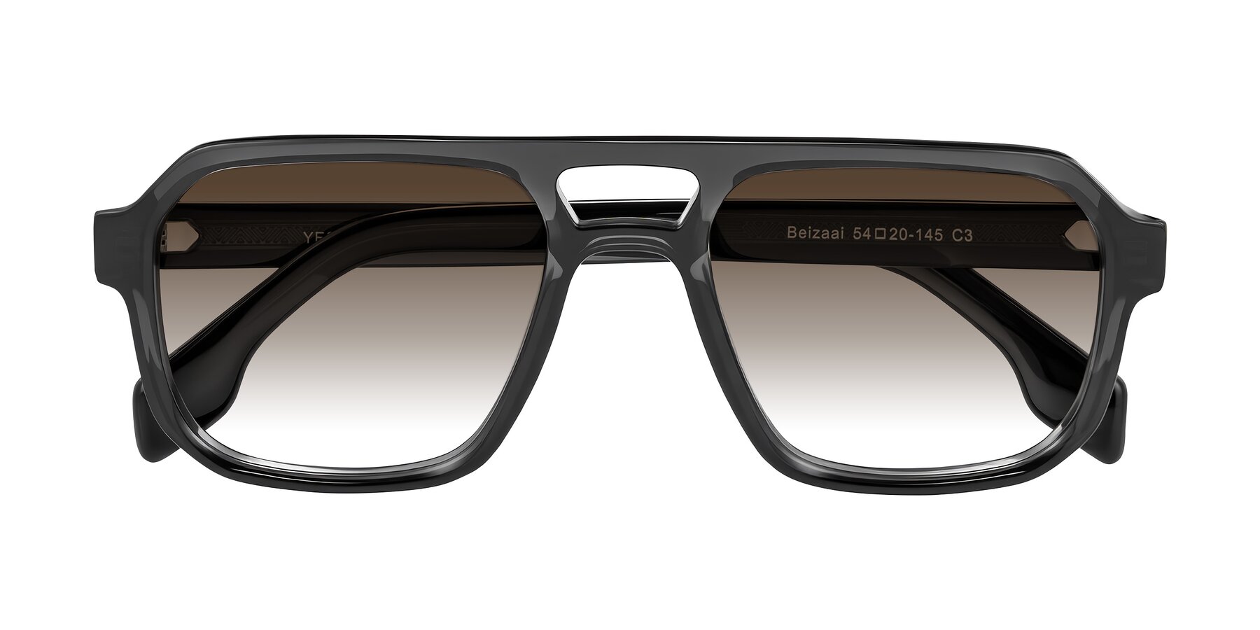 Folded Front of Beizaai in Dark Gray with Brown Gradient Lenses