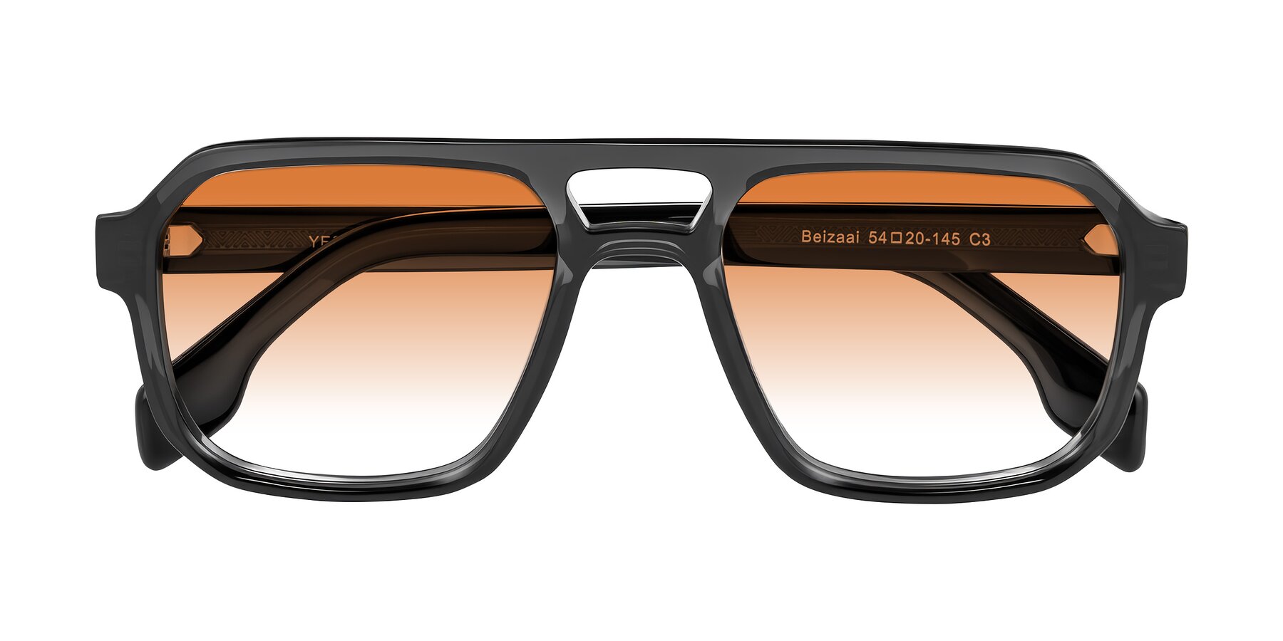 Folded Front of Beizaai in Dark Gray with Orange Gradient Lenses