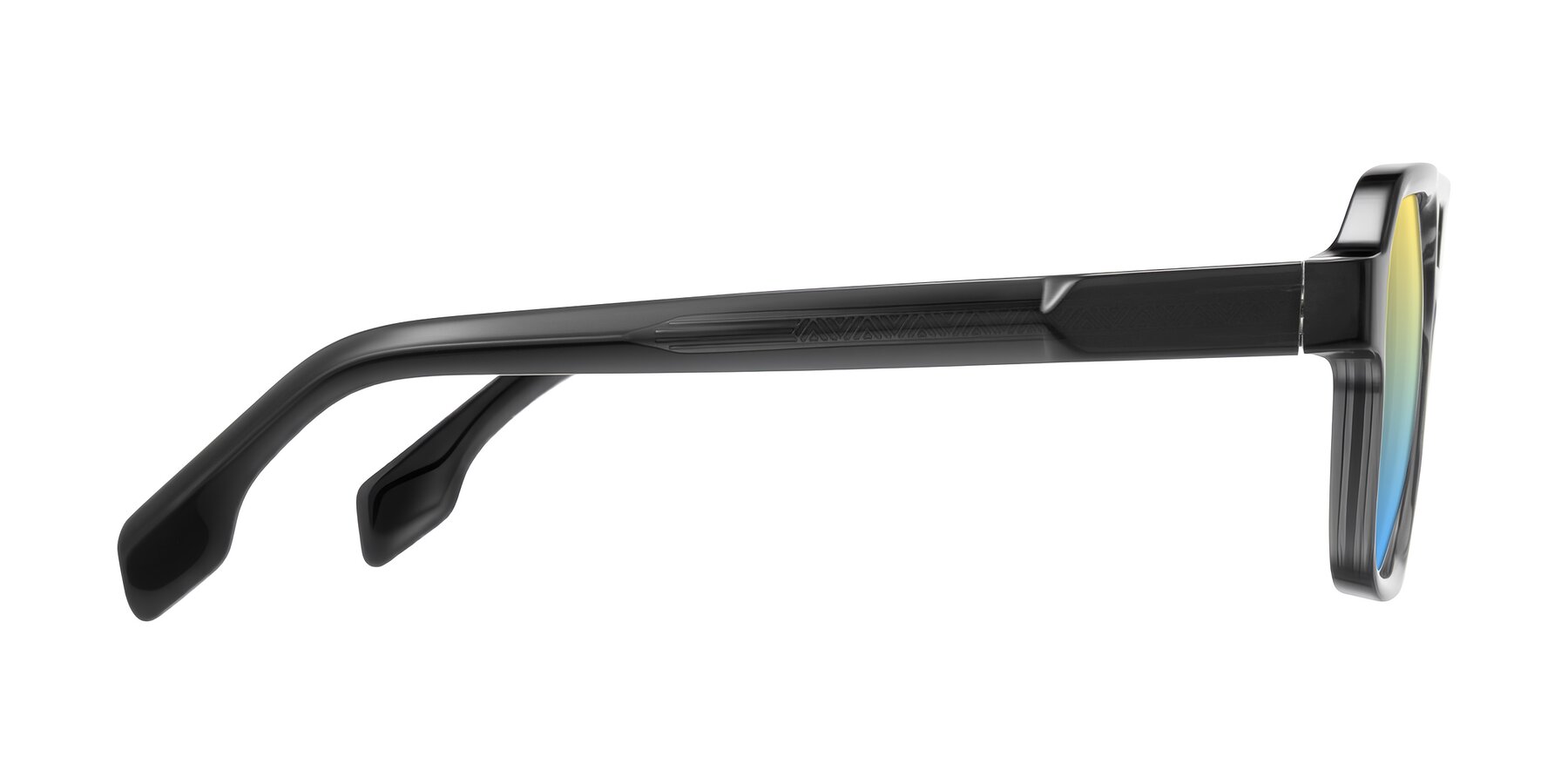 Side of Beizaai in Dark Gray with Yellow / Blue Gradient Lenses