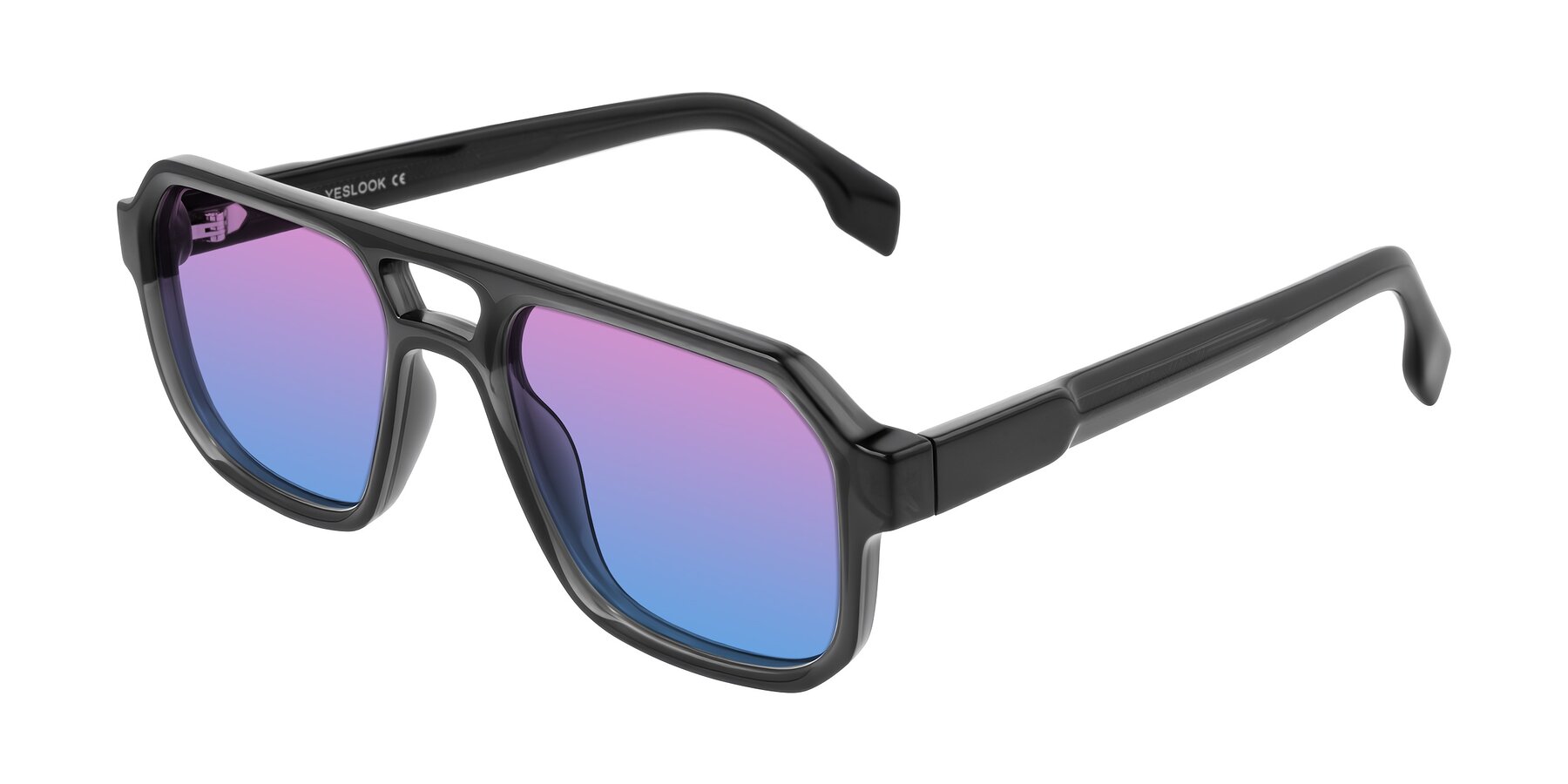 Angle of Beizaai in Dark Gray with Pink / Blue Gradient Lenses
