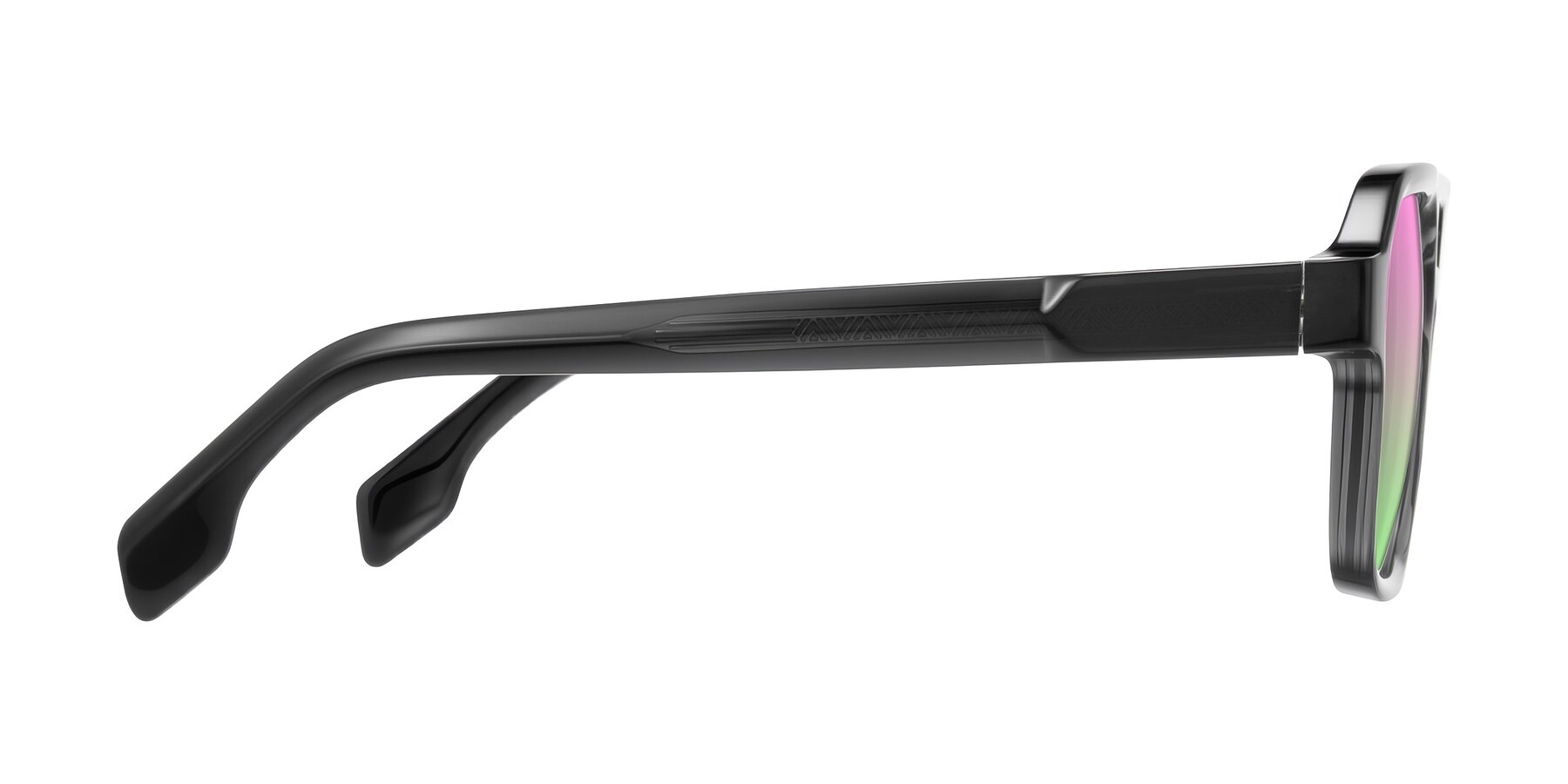 Side of Beizaai in Dark Gray with Pink / Green Gradient Lenses