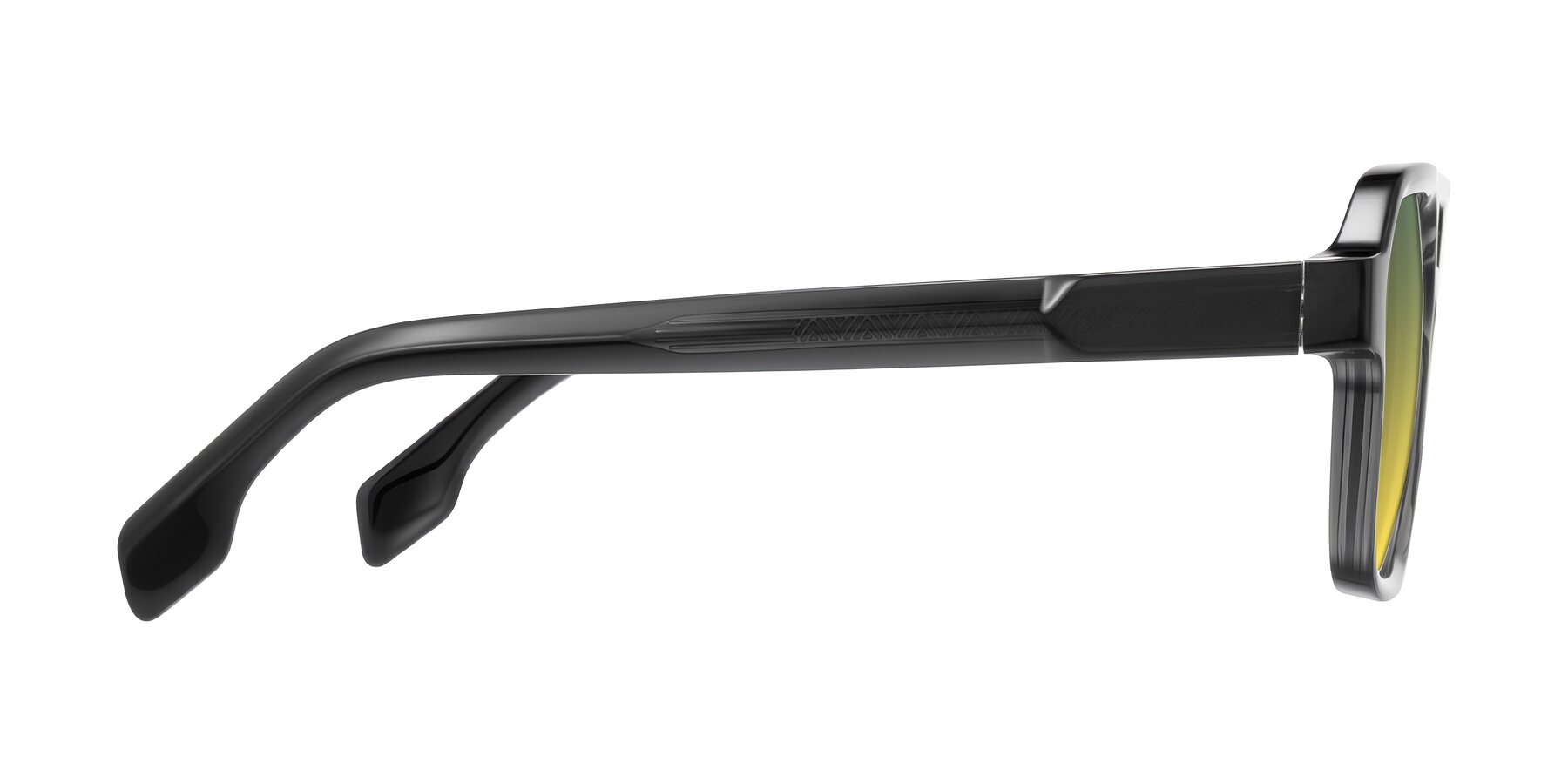 Side of Beizaai in Dark Gray with Green / Yellow Gradient Lenses