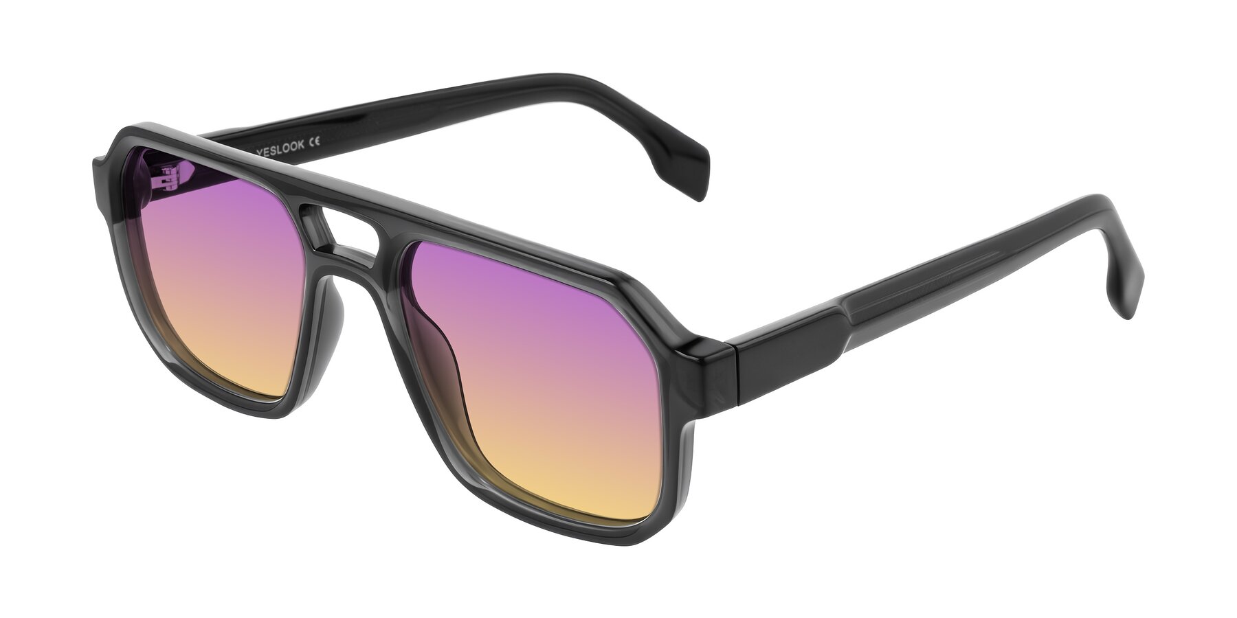 Angle of Beizaai in Dark Gray with Purple / Yellow Gradient Lenses