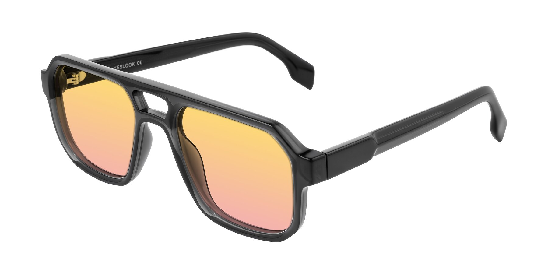 Angle of Beizaai in Dark Gray with Yellow / Pink Gradient Lenses