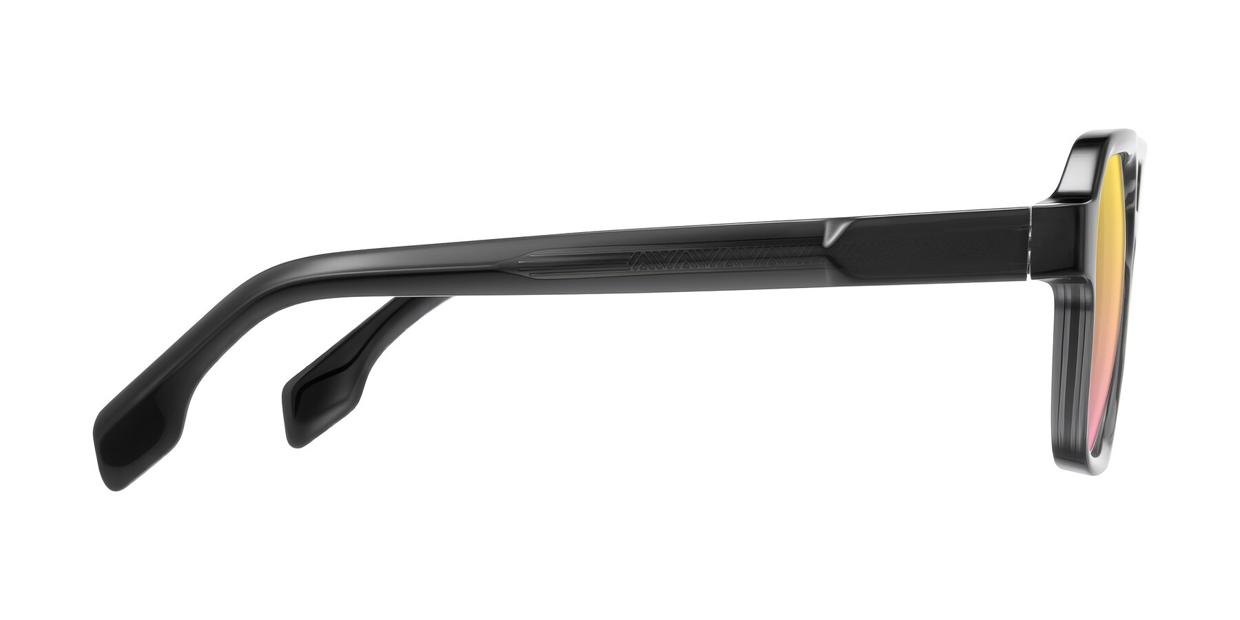 Side of Beizaai in Dark Gray with Yellow / Pink Gradient Lenses
