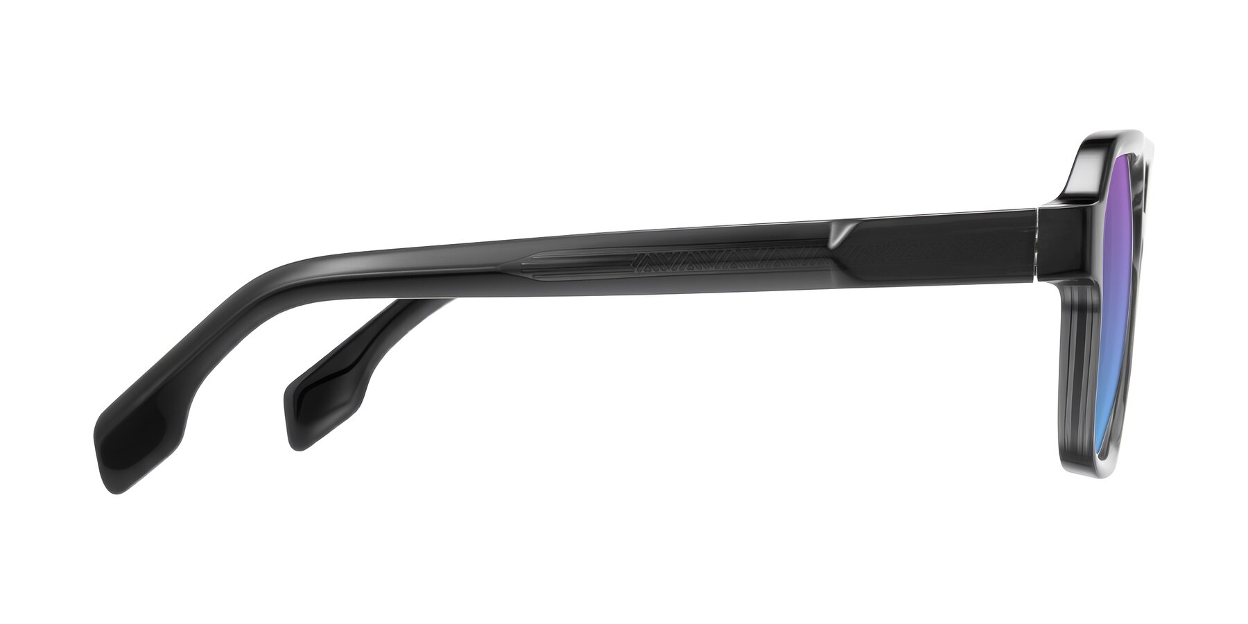 Side of Beizaai in Dark Gray with Purple / Blue Gradient Lenses