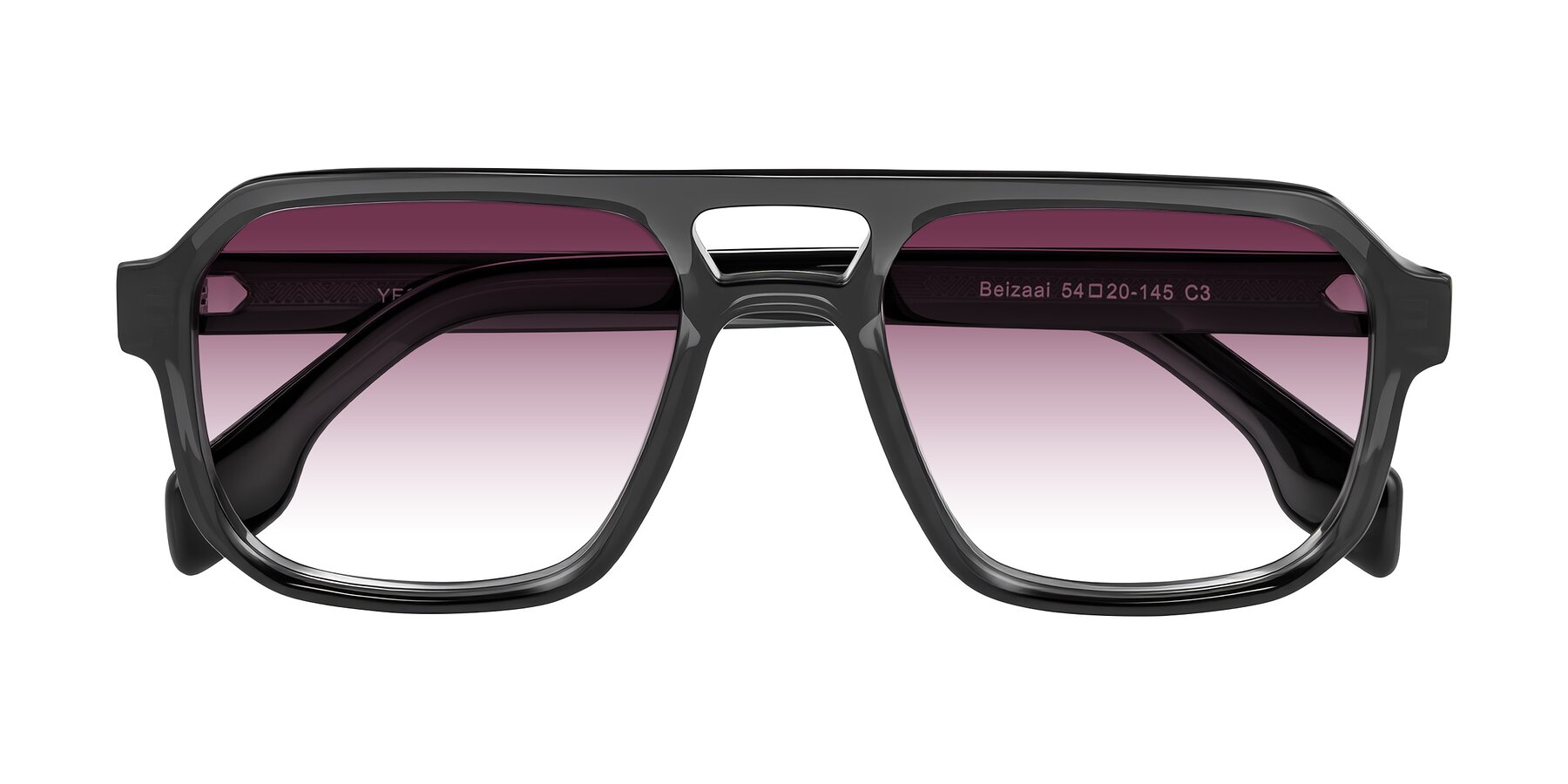 Folded Front of Beizaai in Dark Gray with Wine Gradient Lenses