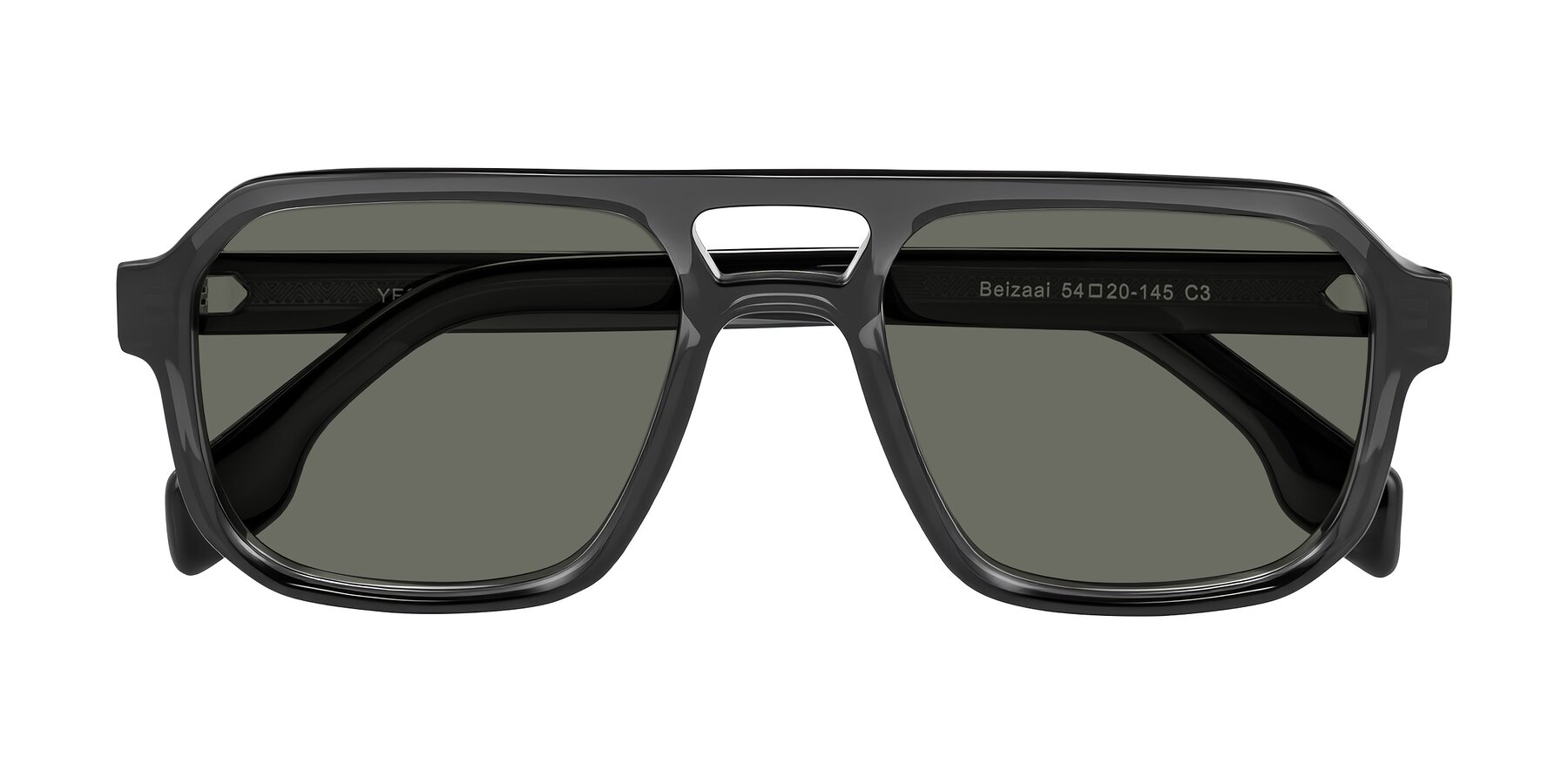 Folded Front of Beizaai in Dark Gray with Gray Polarized Lenses